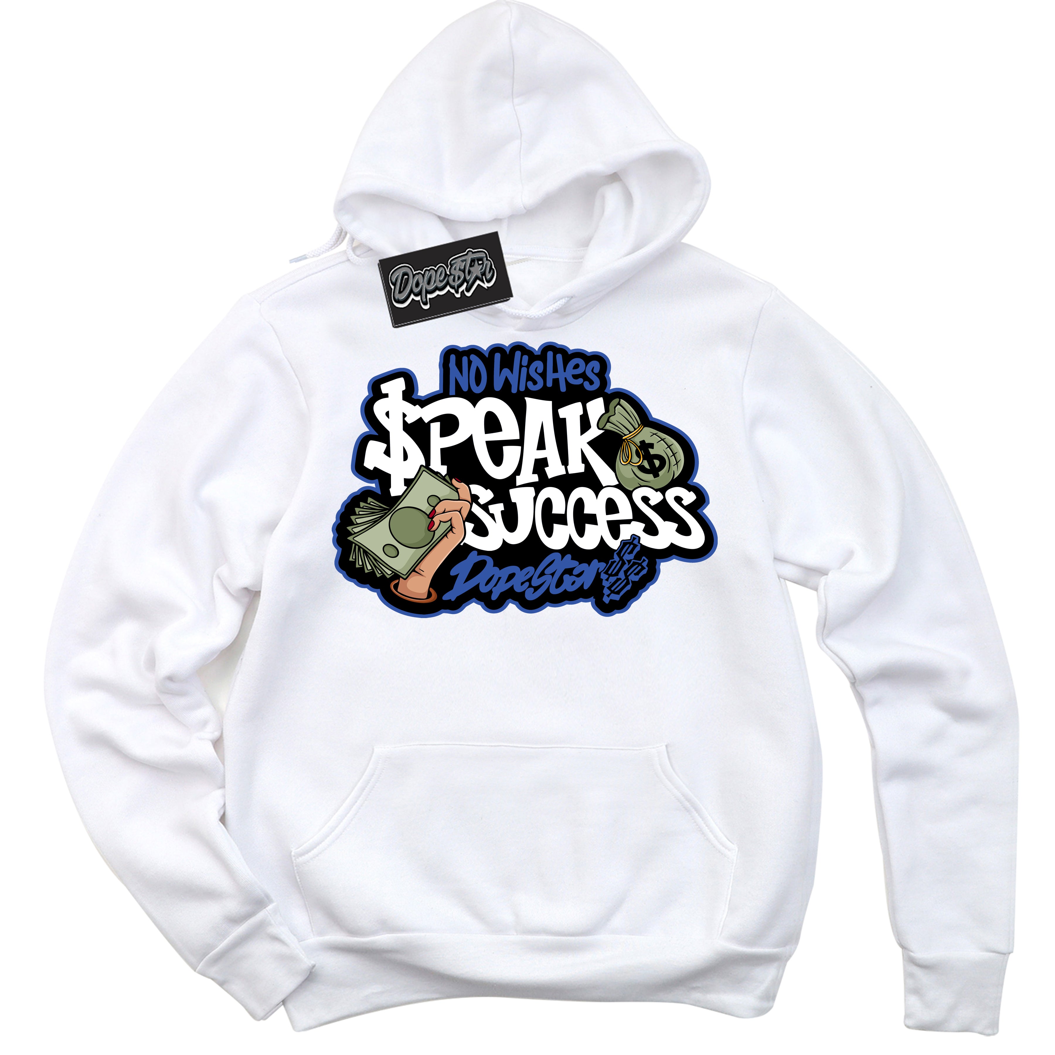 Dunk Low Astronomy Blue 'No Wish Speak Success' Hoodie – White Streetwear Sweatshirt | Sneaker Matching Hoodie for Dunk Low Astronomy Blue | Men's & Women's Streetwear Outfit by Sneaker Shirts Outlet.