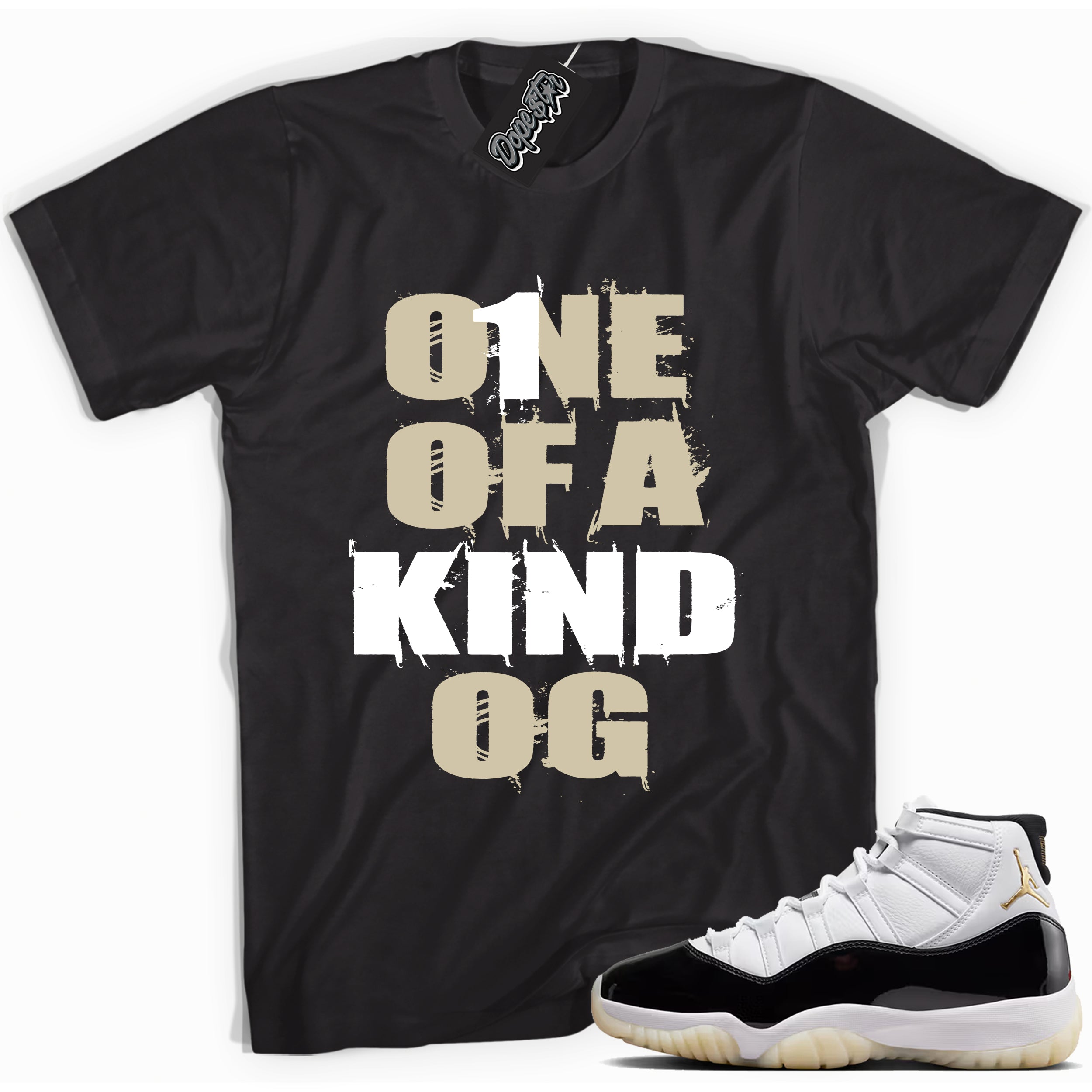 Cool Black graphic tee with “ One Of A Kind OG ” print, that perfectly matches AIR JORDAN 11 GRATITUDE sneakers