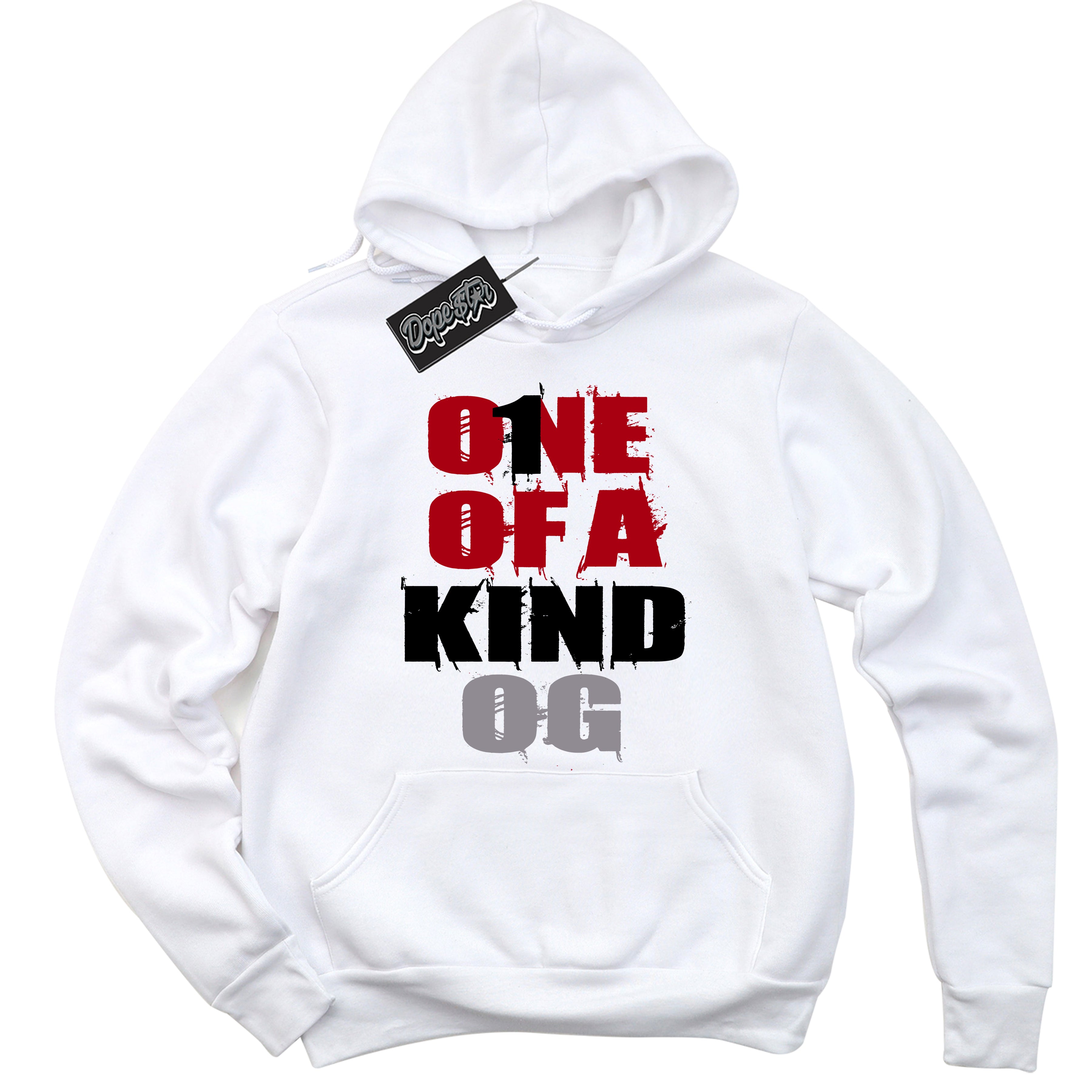 Cool White Hoodie with “ One Of A Kind ” design that Perfectly Matches Bred Reimagined 4s Sneakers.