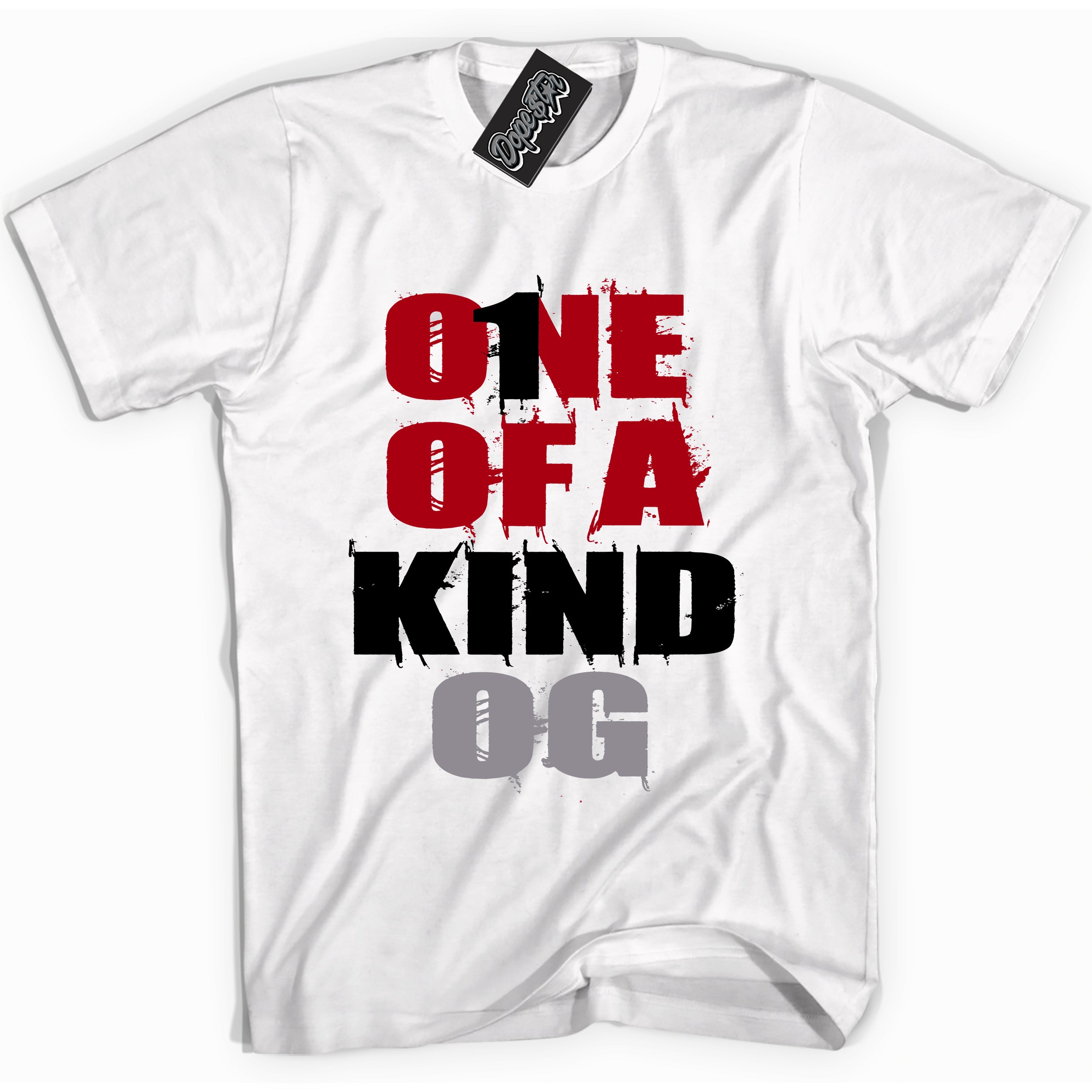 Cool White Shirt with “ One Of A Kind” design that perfectly matches Bred Reimagined 4s Sneakers.