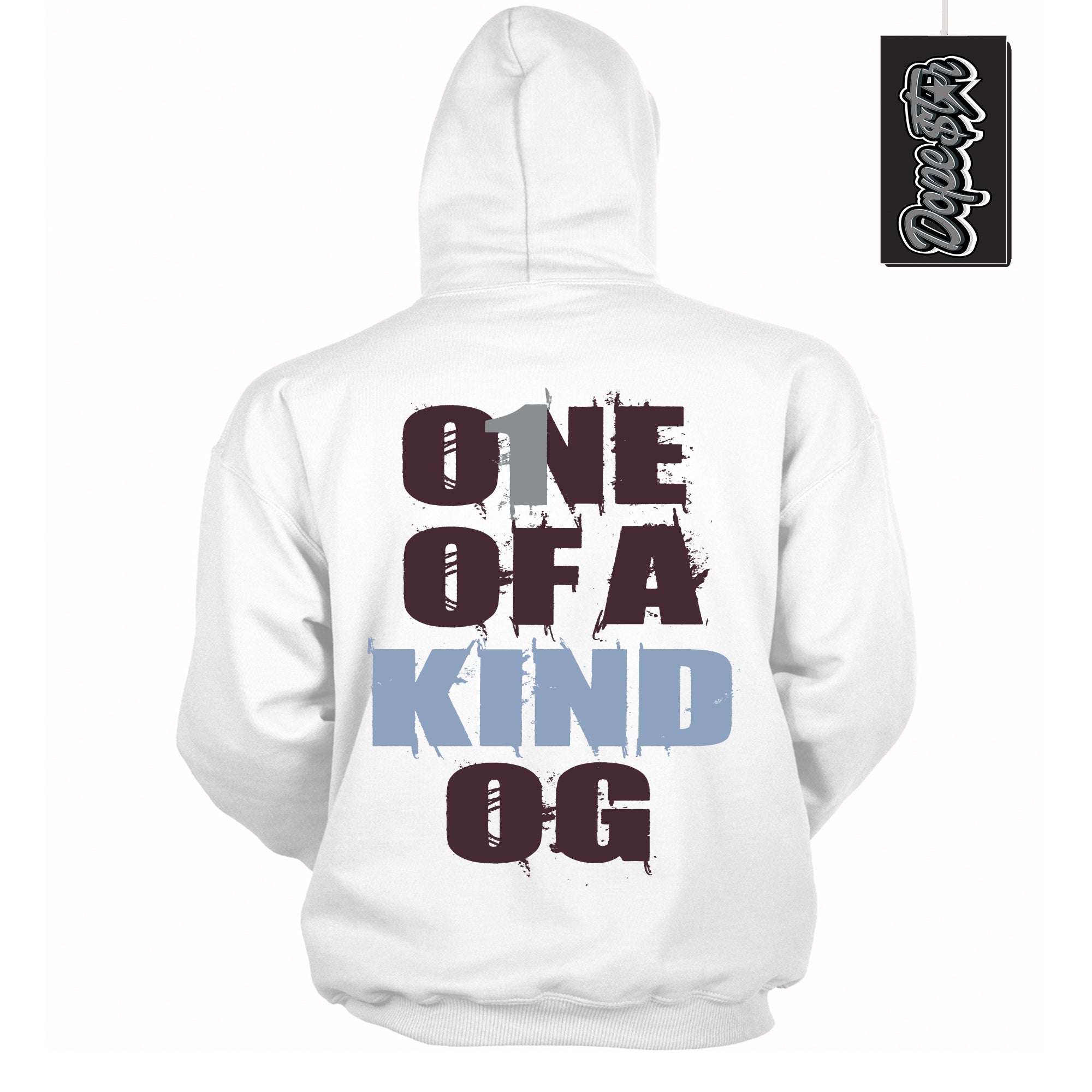 Cool White Hoodie with “ One Of A Kind ” design that Perfectly Matches Burgundy 5s Sneakers.