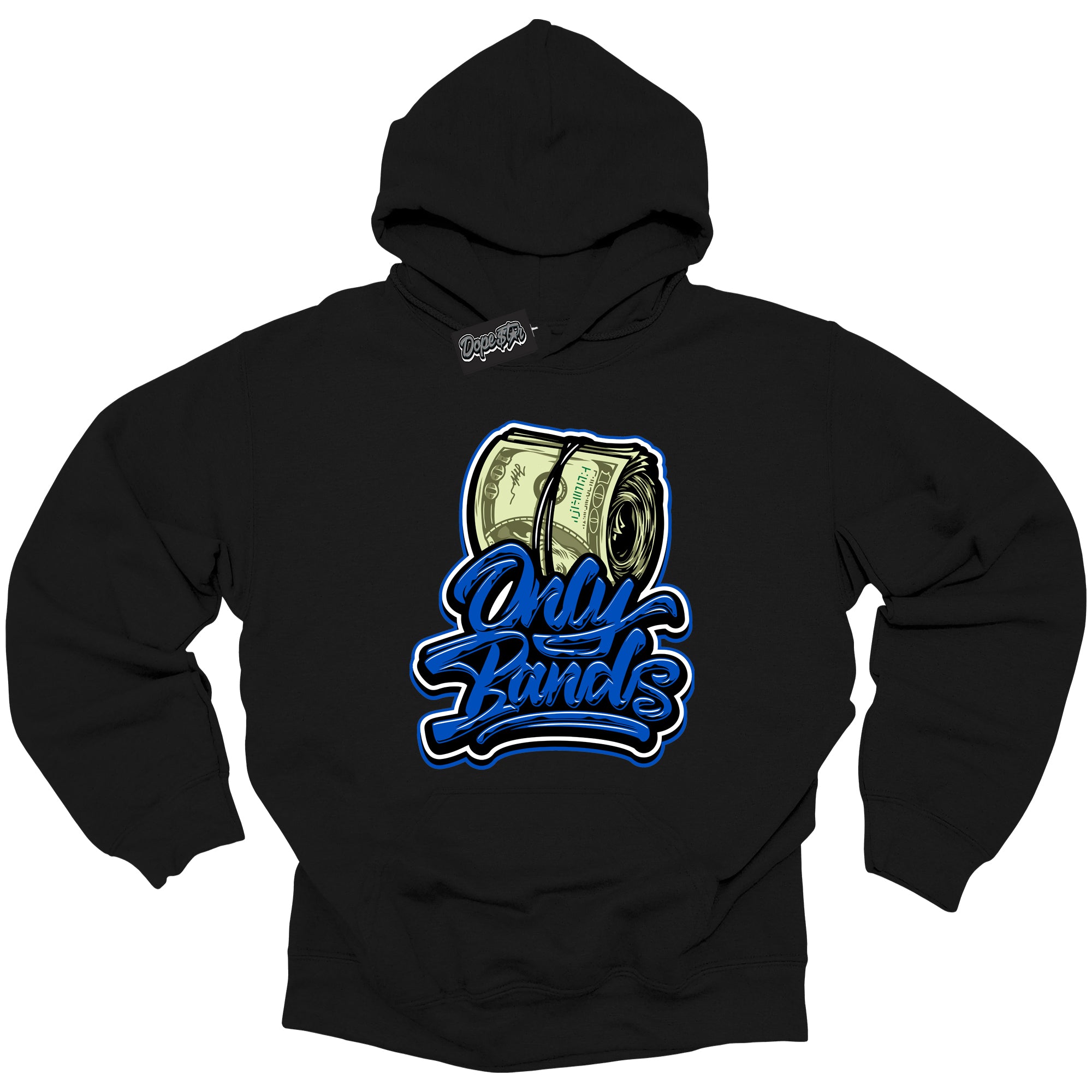 Cool Black Hoodie with “ Only Bands ” design that Perfectly Matches Royal Reimagined 1s Sneakers.
