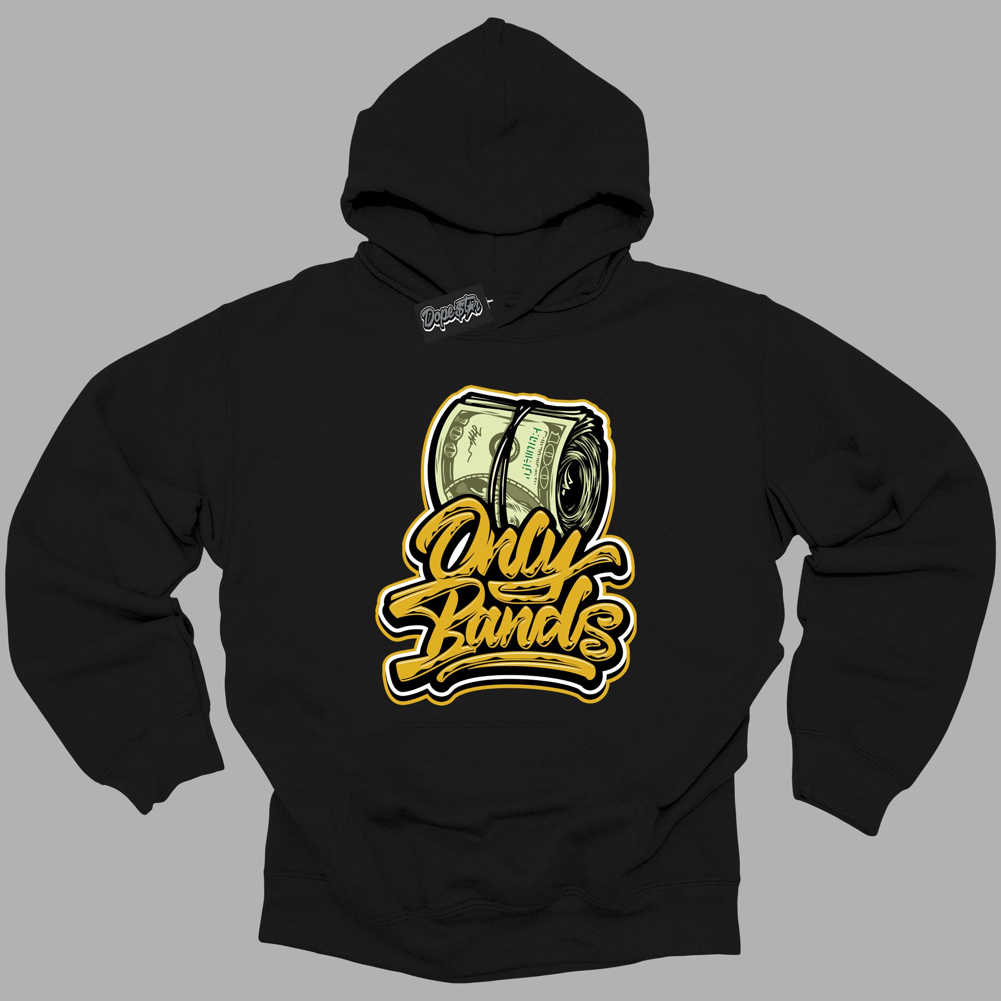 Cool Black Hoodie with “ Only Bands ” design that Perfectly Matches Yellow Ochre 6s Sneakers.