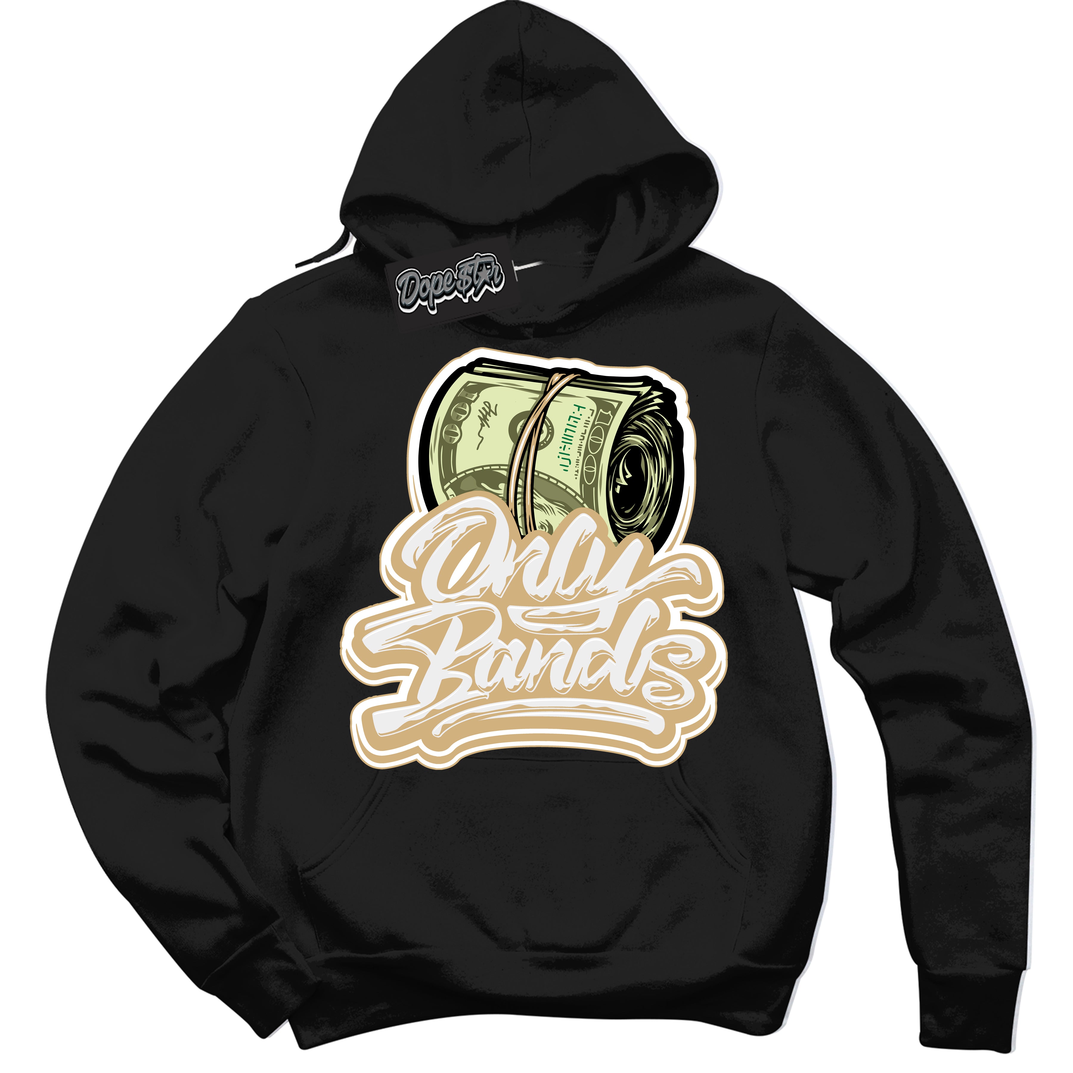 Jordan MVP White Metallic Gold ‘Only Bands’ – Black Streetwear Hoodie | Sneaker Matching sweatshirt for Jordan MVP White Metallic Gold | Men's and Women's Streetwear Graphic Hoodie by Sneaker Shirts Outlet