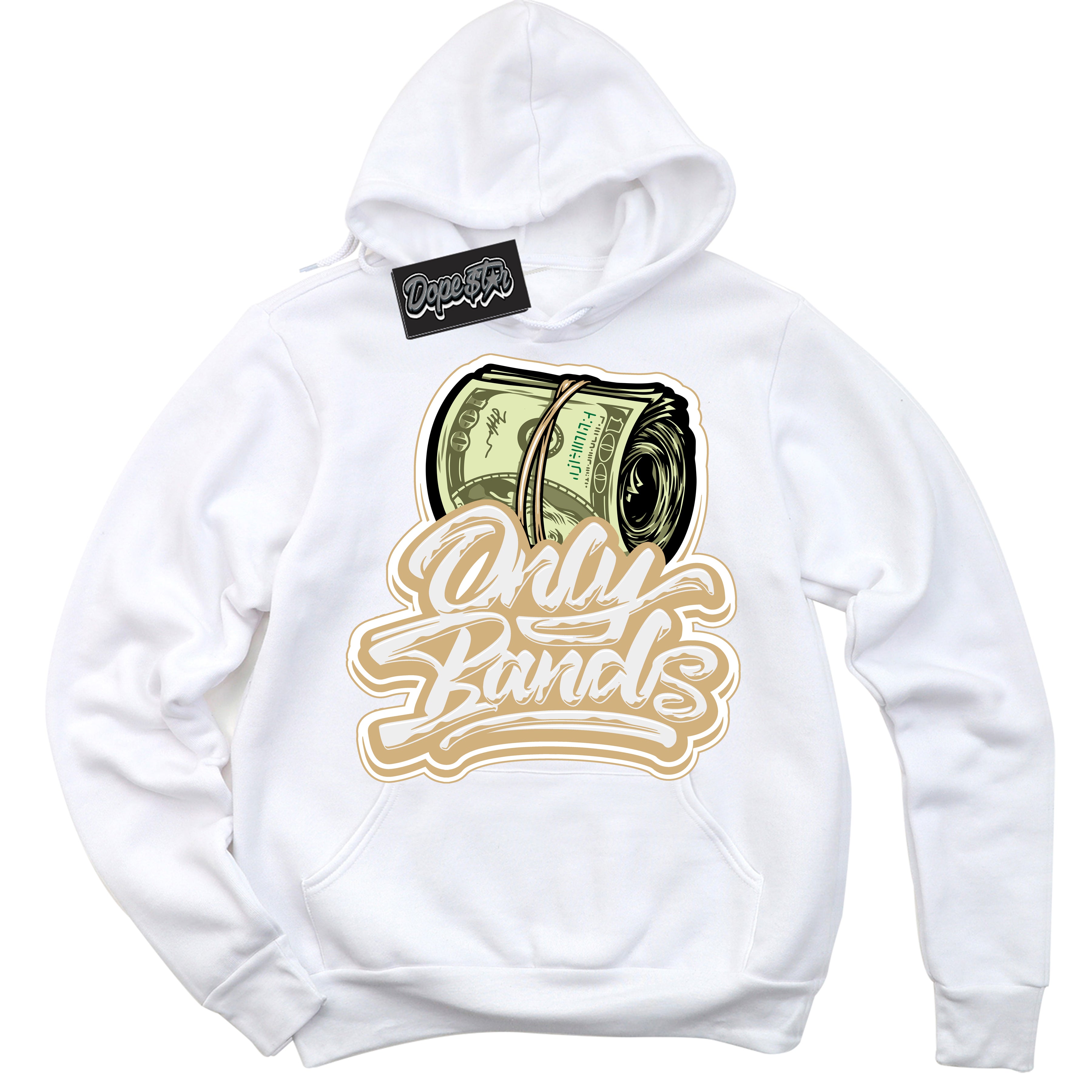 Jordan MVP White Metallic Gold ‘Only Bands’ – White Streetwear Hoodie | Sneaker Matching sweatshirt for Jordan MVP White Metallic Gold | Men's and Women's Streetwear Graphic Hoodie by Sneaker Shirts Outlet