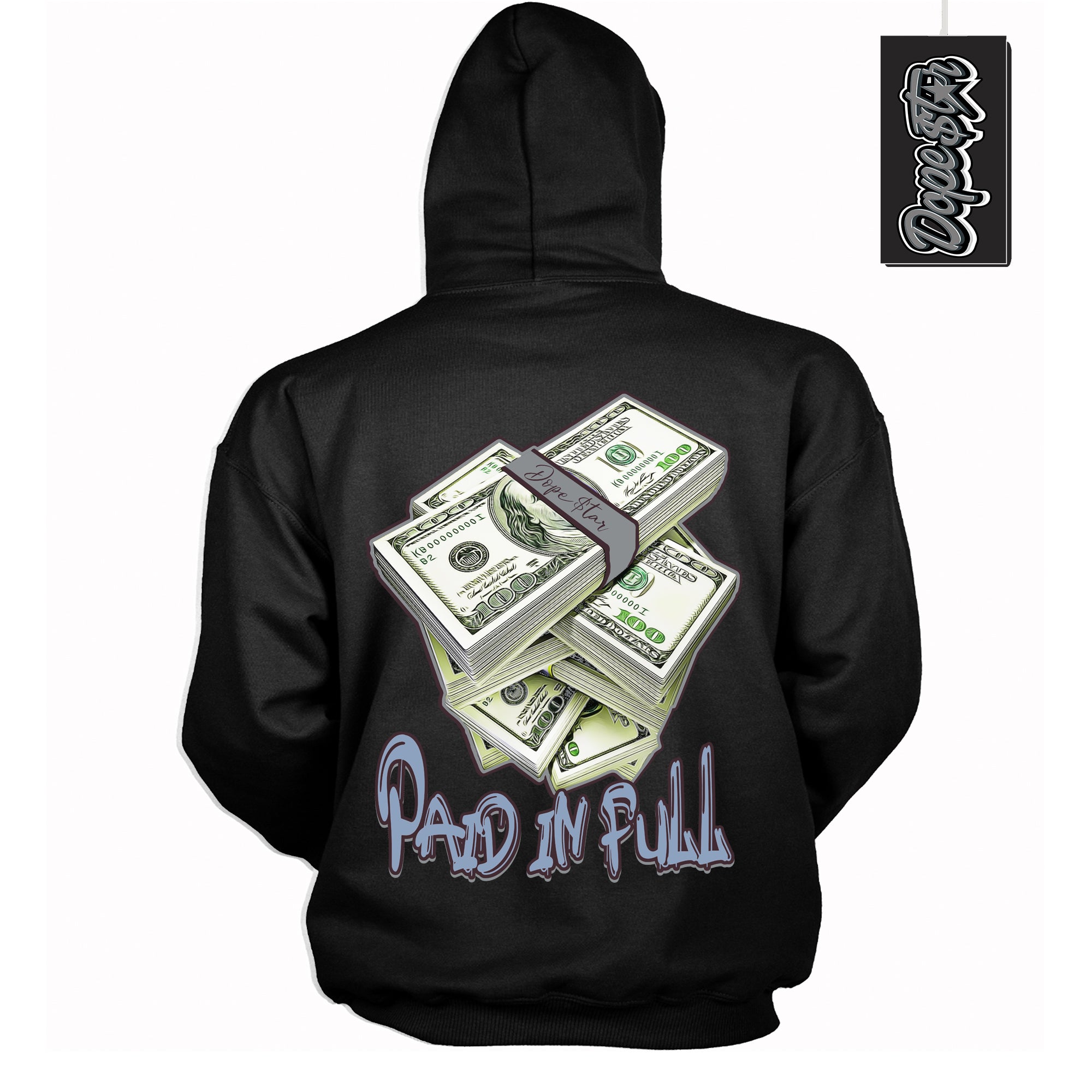 Cool Black Hoodie with “ Paid In Full ” design that Perfectly Matches Burgundy 5s Sneakers.