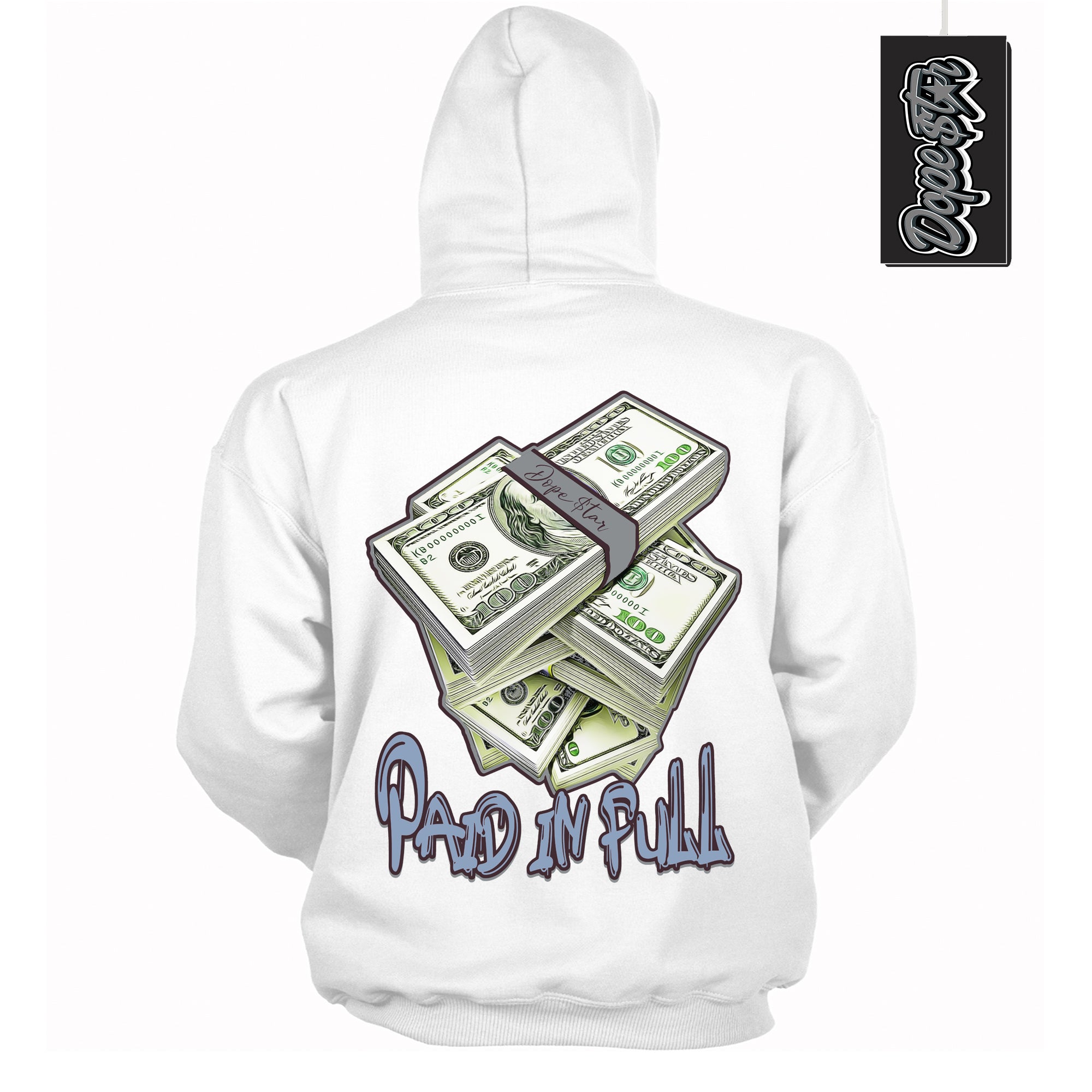 Cool White Hoodie with “ Paid In Full ” design that Perfectly Matches Burgundy 5s Sneakers.