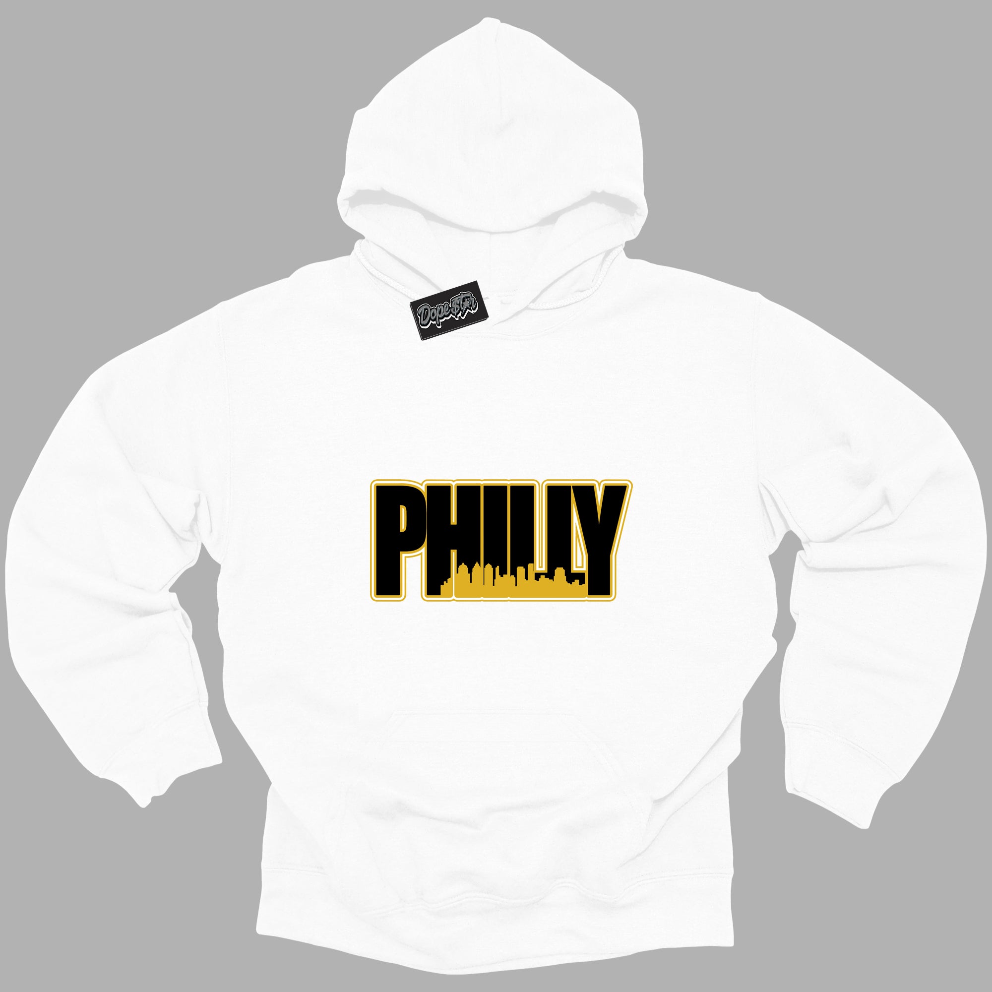 Cool White Hoodie with “ Philly ” design that Perfectly Matches Yellow Ochre 6s Sneakers.