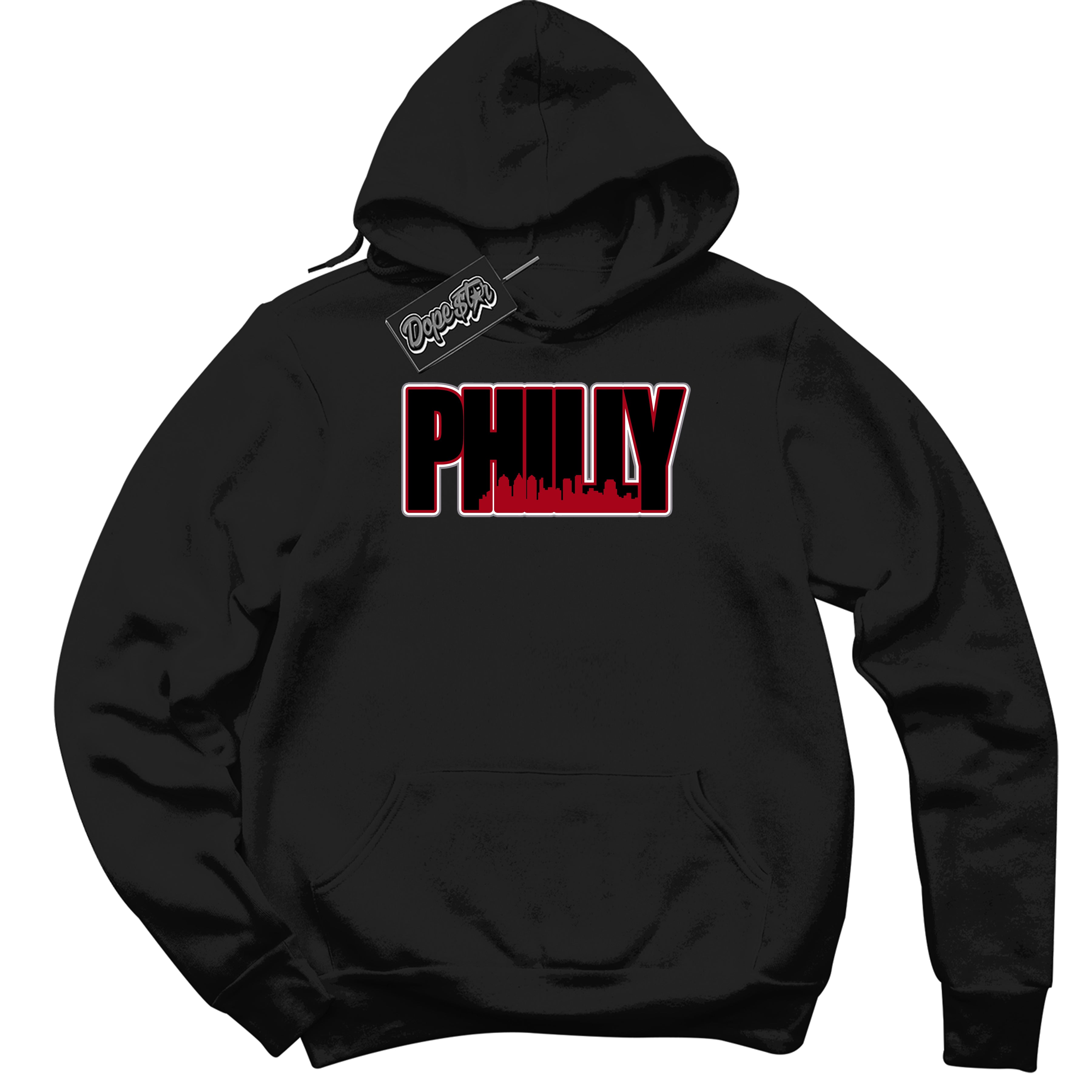Cool Black Hoodie with “ Philly ” design that Perfectly Matches Bred Reimagined 4s Jordans.
