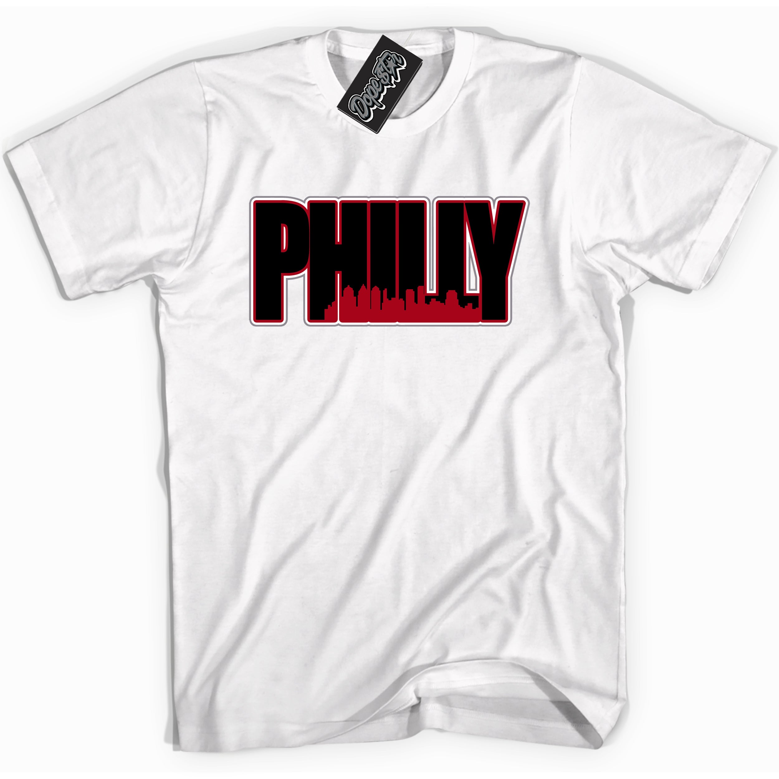 Cool White Shirt with “ Philly” design that perfectly matches Bred Reimagined 4s Jordans.