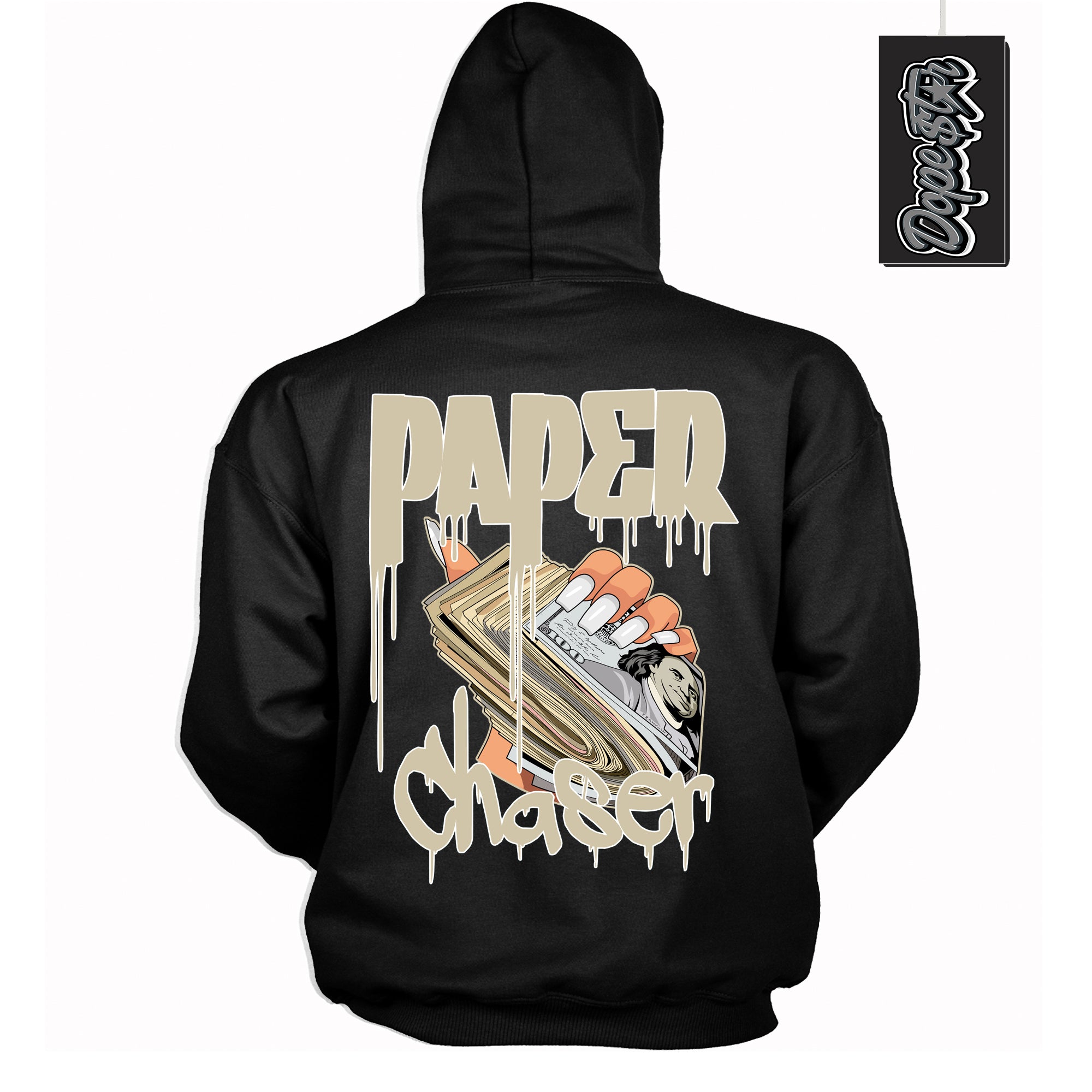 Cool Black Hoodie with “ Paper Chaser ” design that Perfectly Matches Gratitude 11s Sneakers.