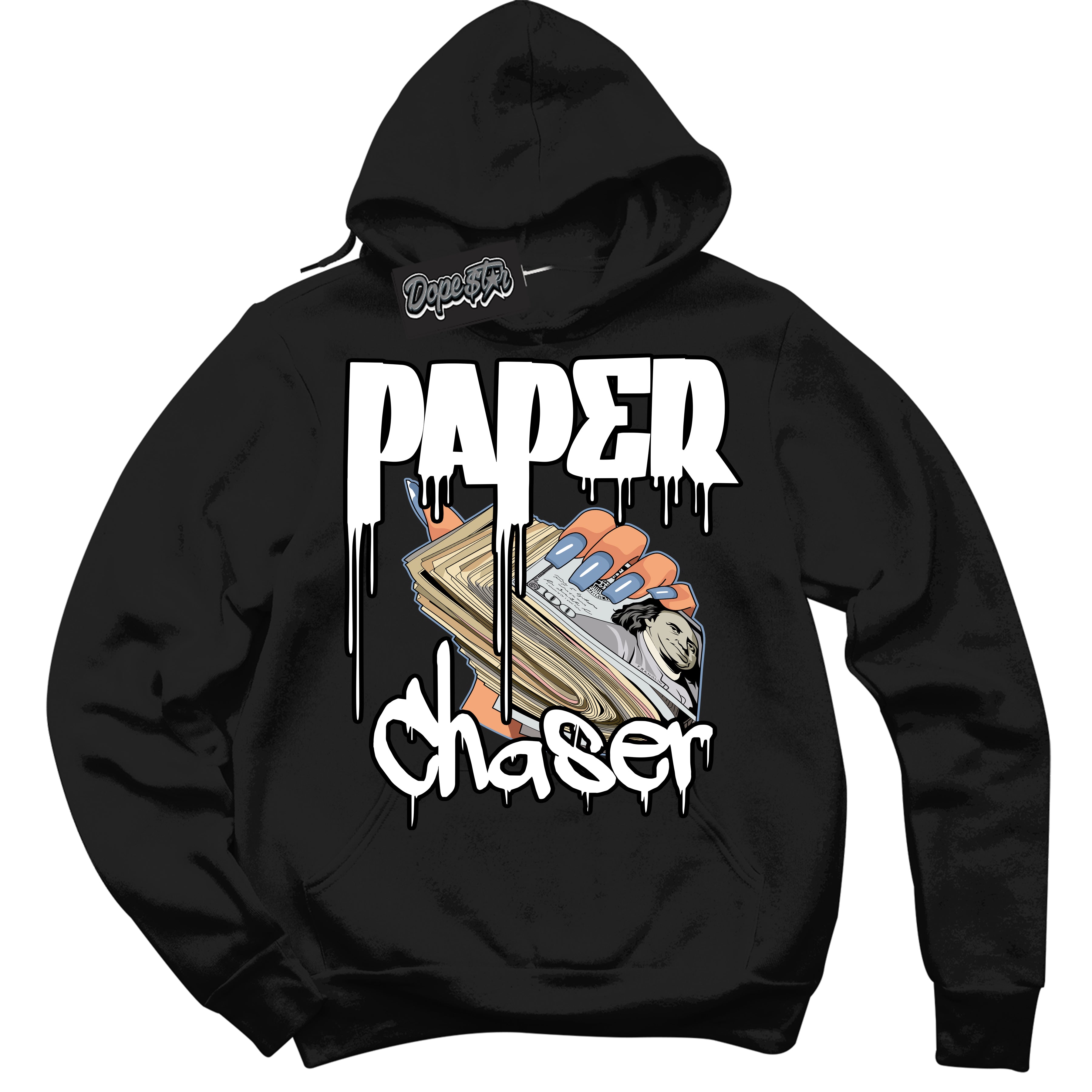 Cool Black Hoodie with “ Paper Chaser ” design that Perfectly Matches Reverse Oreo 6s Sneakers.