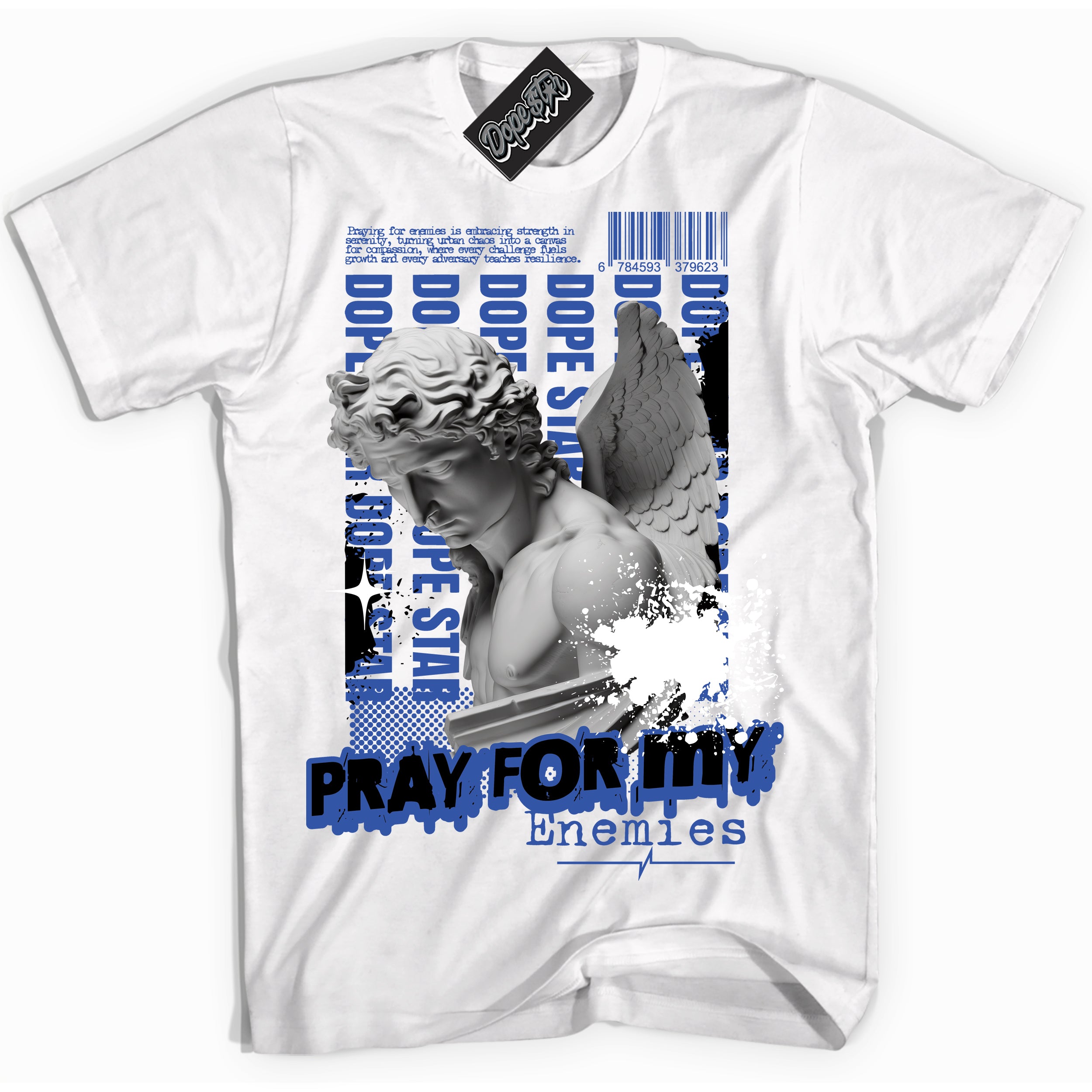 Dunk Low Astronomy Blue 'Pray Enemies' Shirt – White Streetwear T-Shirt | Sneaker Matching Tee for Dunk Low Astronomy Blue | Men's & Women's Streetwear Outfit by Sneaker Shirts Outlet.