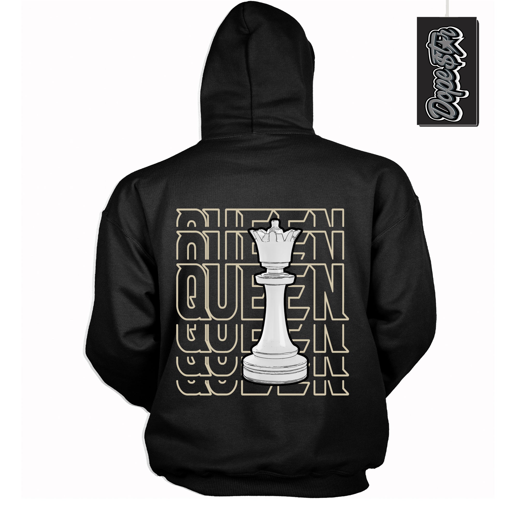 Cool Black Hoodie with “ Queen Chess ” design that Perfectly Matches Gratitude 11s Sneakers.