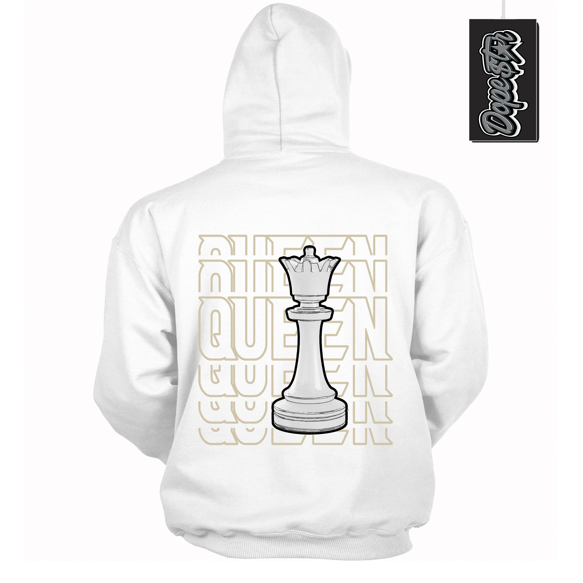 Cool White Hoodie with “ Queen Chess ” design that Perfectly Matches Gratitude 11s Sneakers.