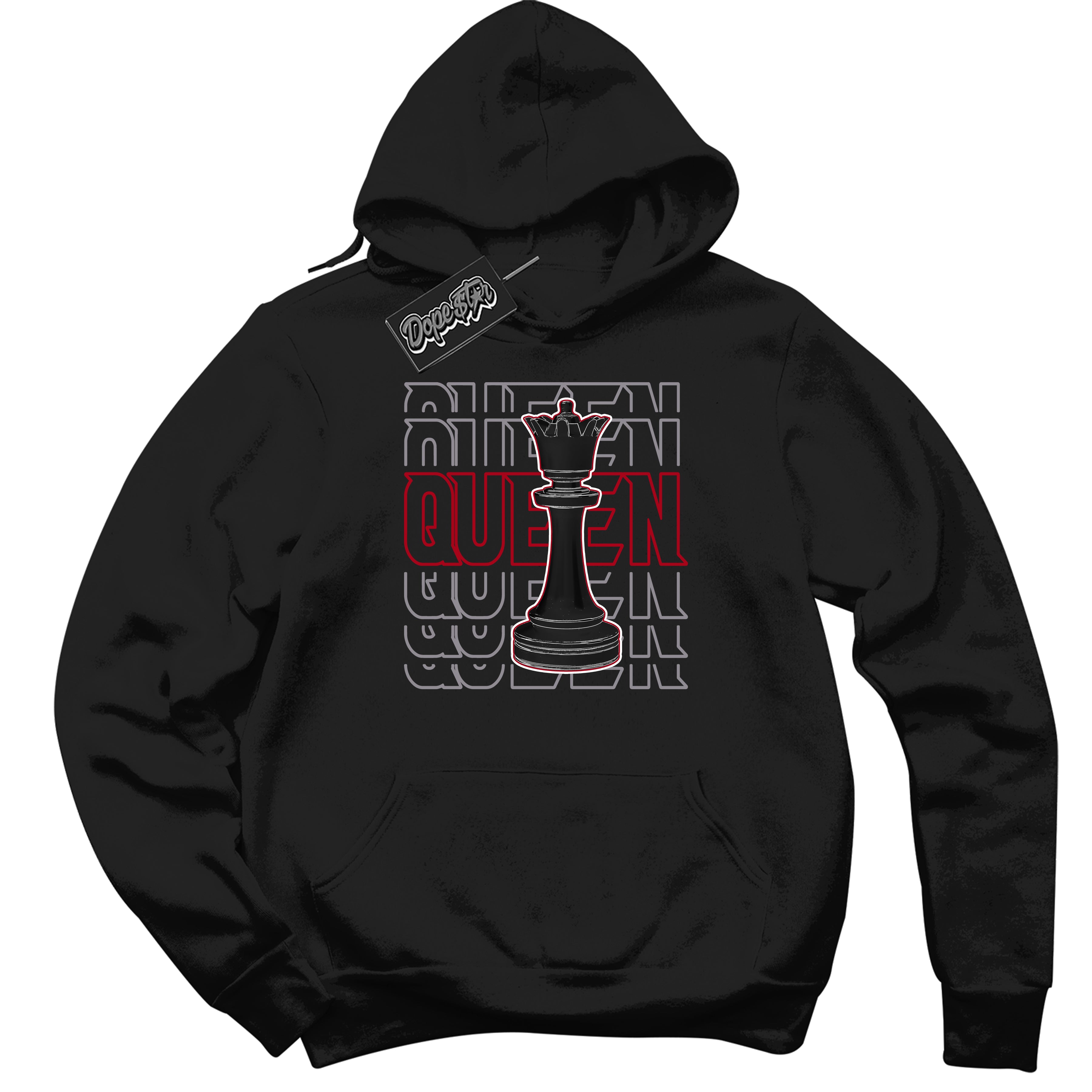 Cool Black Hoodie with “ Queen Chess ” design that Perfectly Matches Bred Reimagined 4s Jordans.