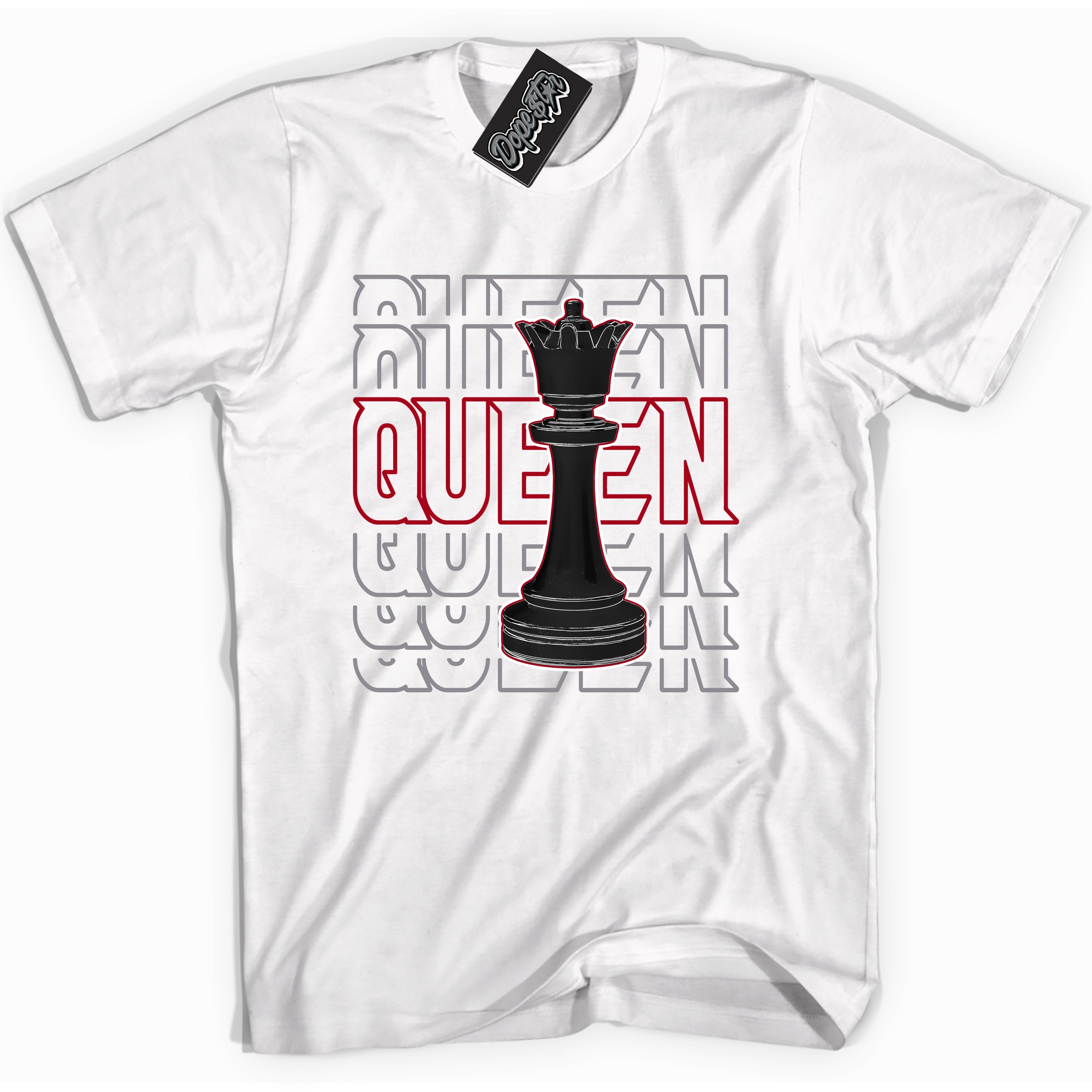 Cool White Shirt with “ Queen Chess” design that perfectly matches Bred Reimagined 4s Jordans.