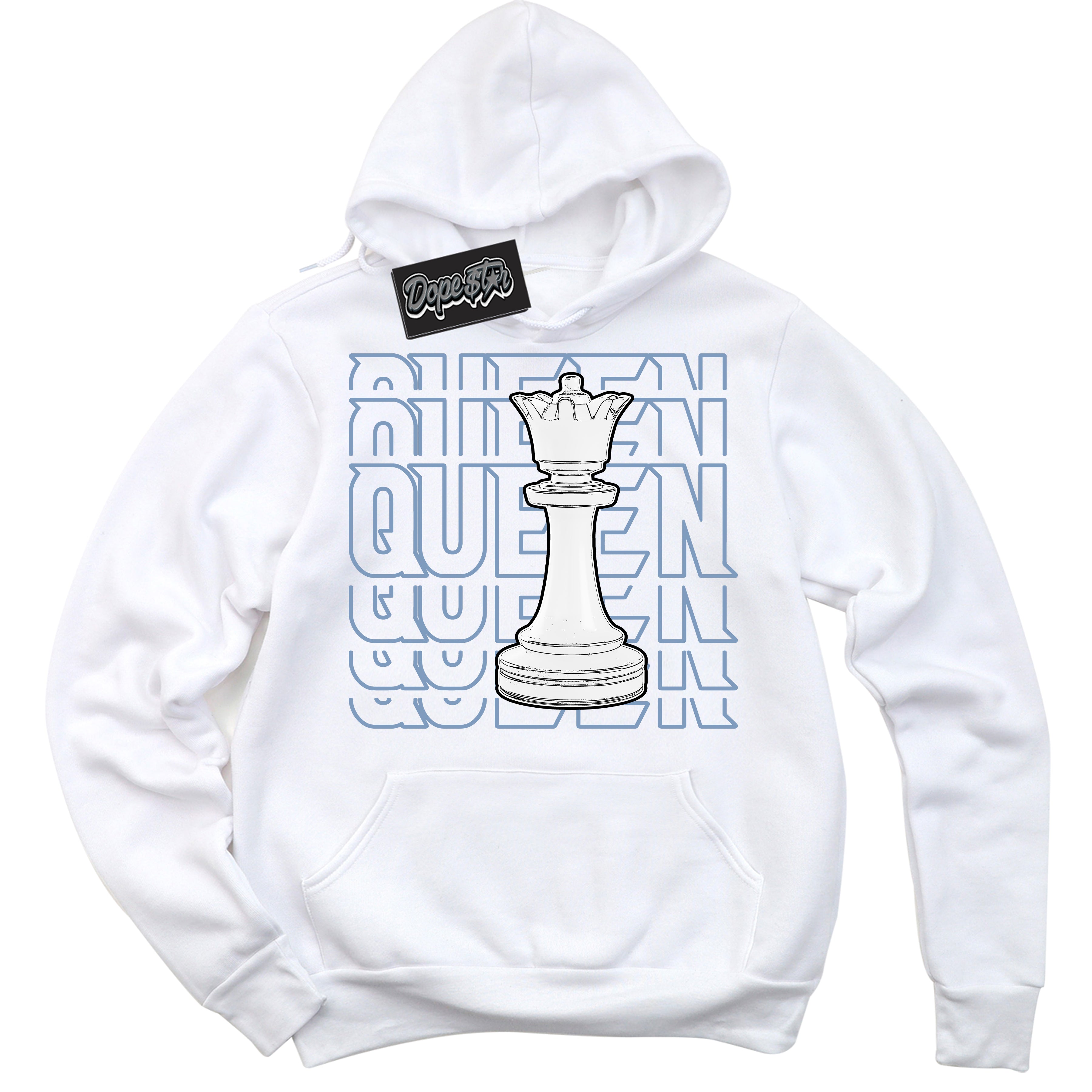 Cool White Hoodie with “ Queen Chess ” design that Perfectly Matches Reverse Oreo 6s Sneakers.