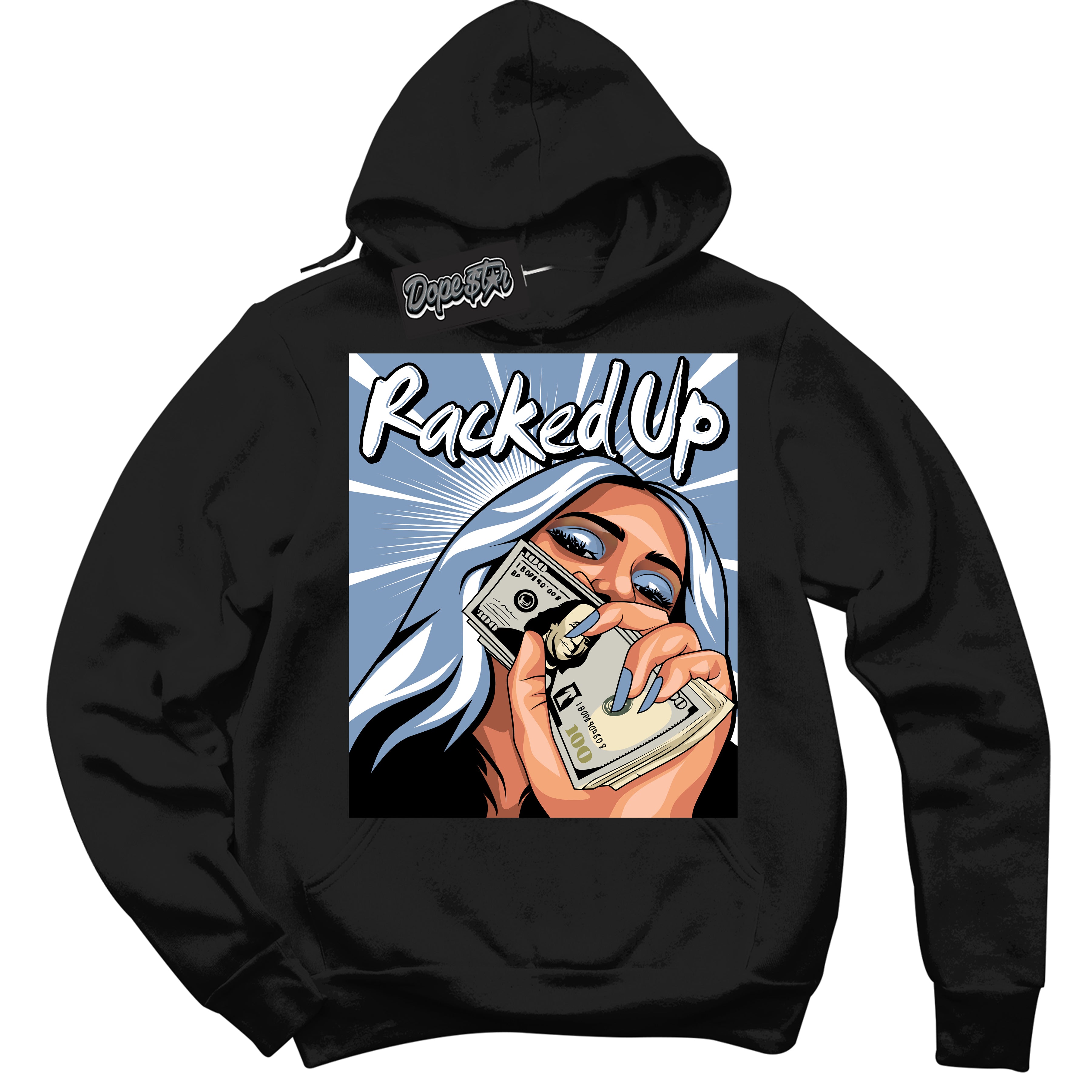 Cool Black Hoodie with “ Racked Up ” design that Perfectly Matches Reverse Oreo 6s Sneakers.