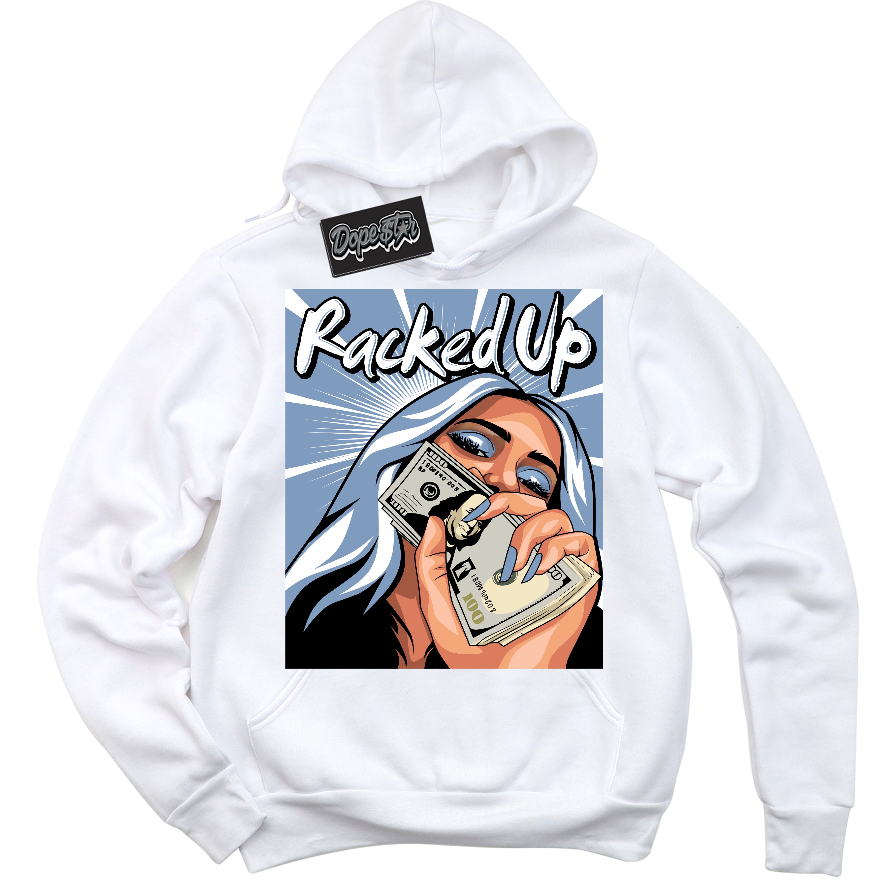 Cool White Hoodie with “ Racked Up ” design that Perfectly Matches Reverse Oreo 6s Sneakers.