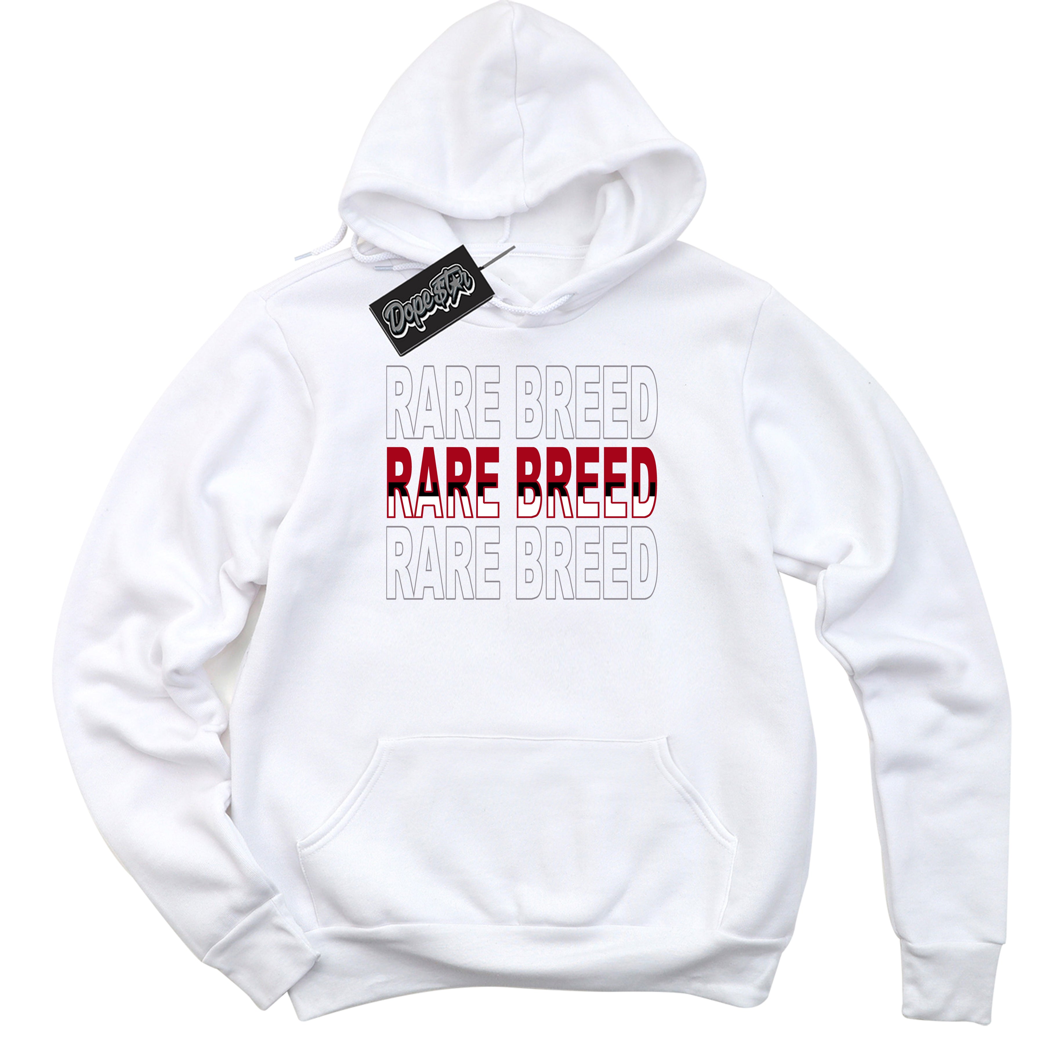 Cool White Hoodie with “ Rare Breed ” design that Perfectly Matches Bred Reimagined 4s Jordans.