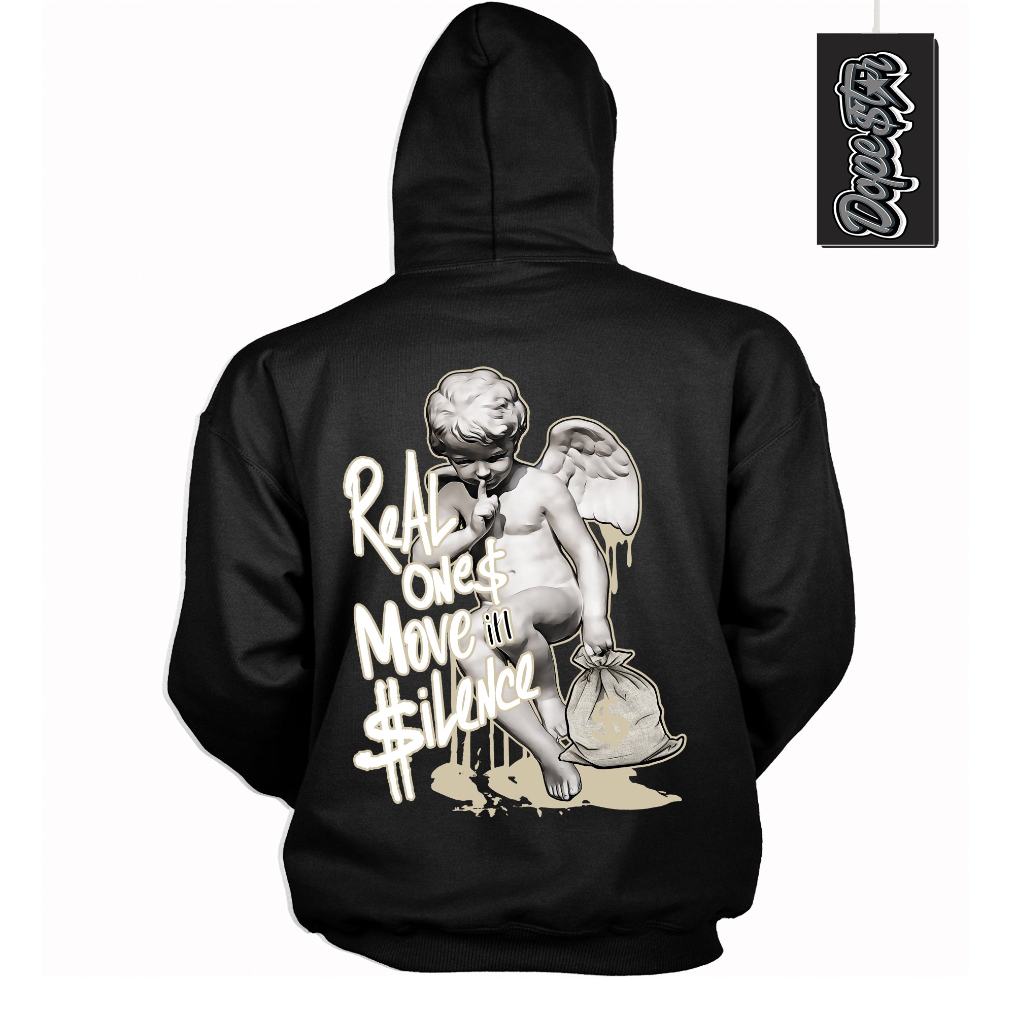 Cool Black Hoodie with “ Real Ones Cherub ” design that Perfectly Matches Gratitude 11s Sneakers.