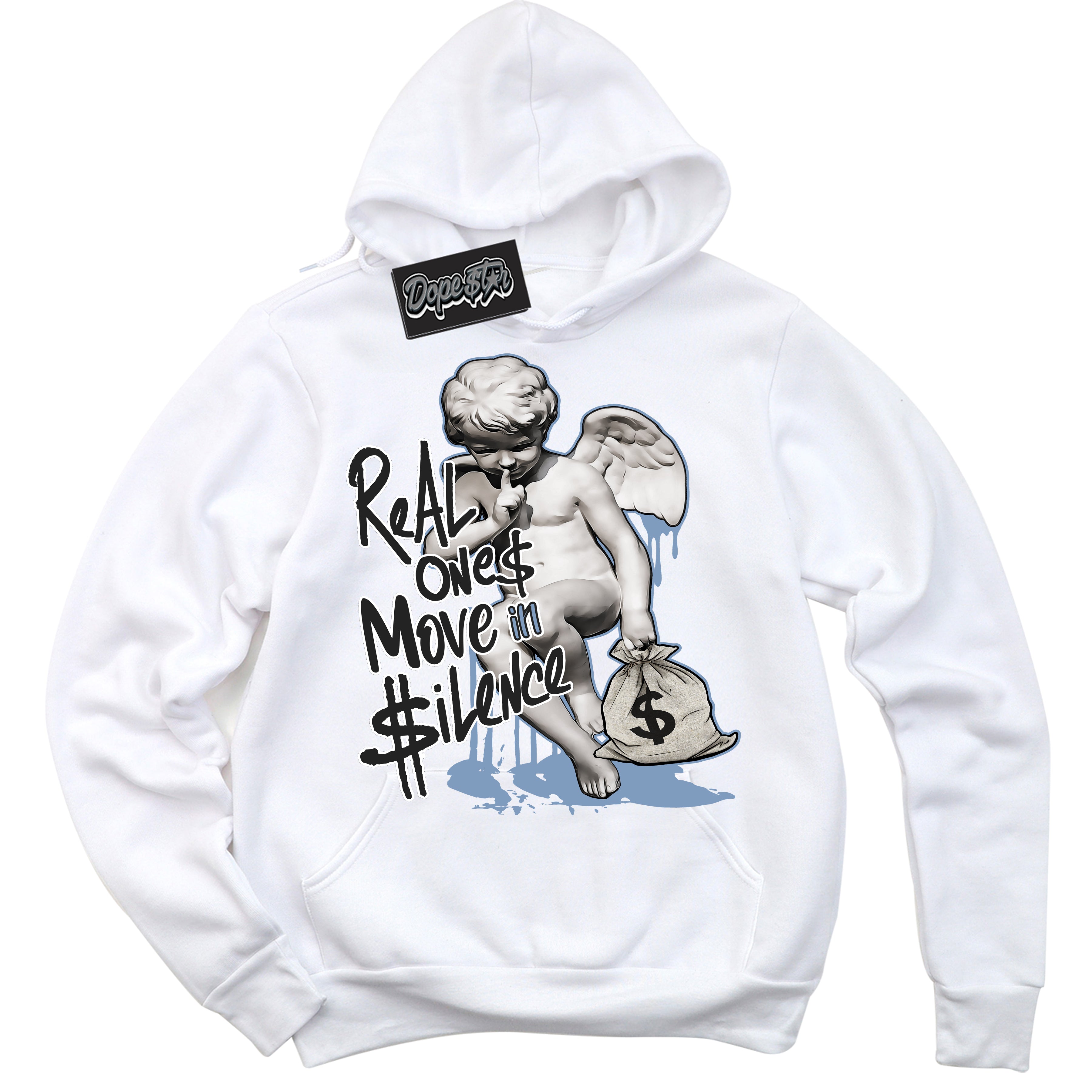 Cool White Hoodie with “ Real Ones Cherub ” design that Perfectly Matches Reverse Oreo 6s Sneakers.