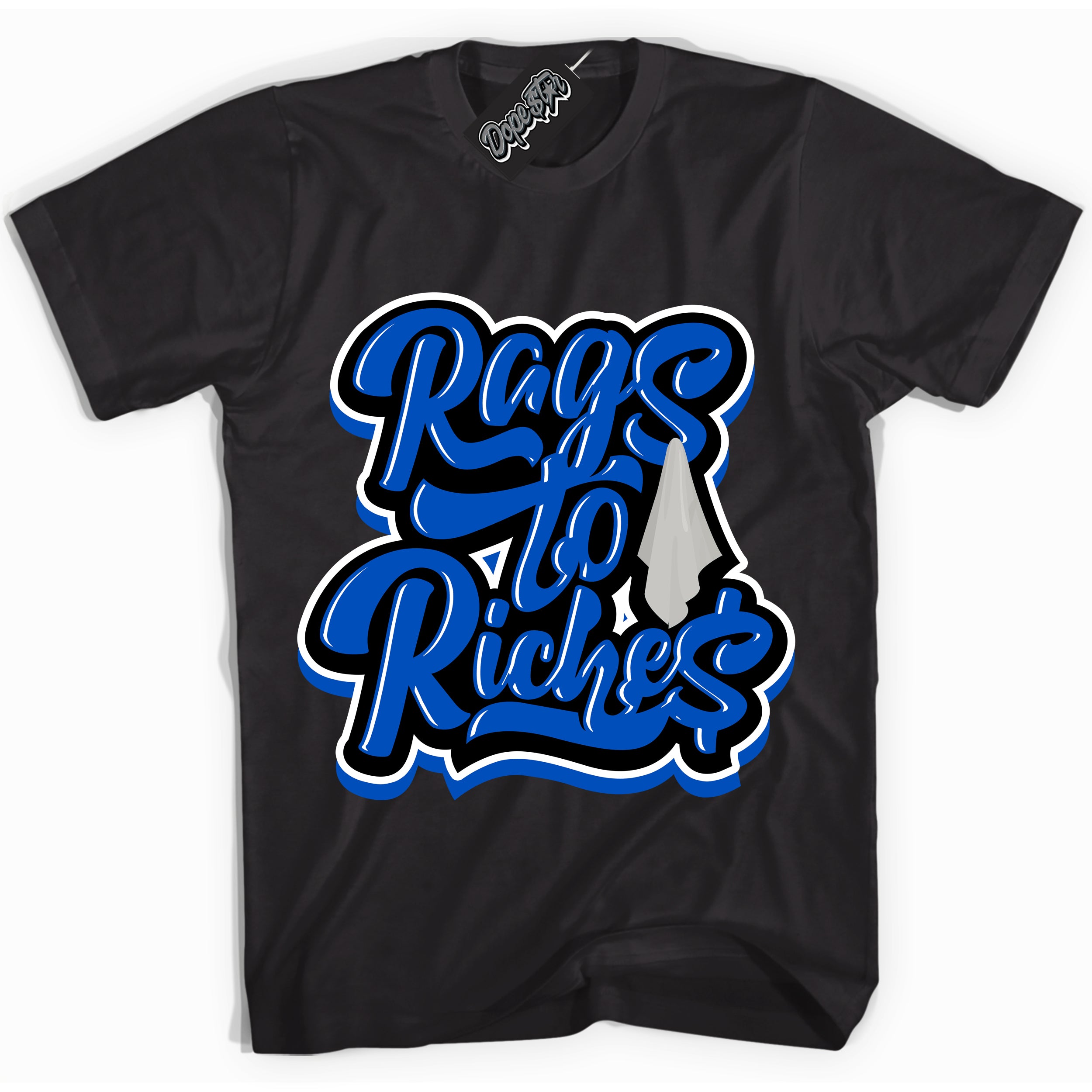 Dunk Low Astronomy Blue 'Rags To Riches' Shirt – Black Streetwear T-Shirt | Sneaker Matching Tee for Dunk Low Astronomy Blue | Men's & Women's Streetwear Outfit by Sneaker Shirts Outlet.