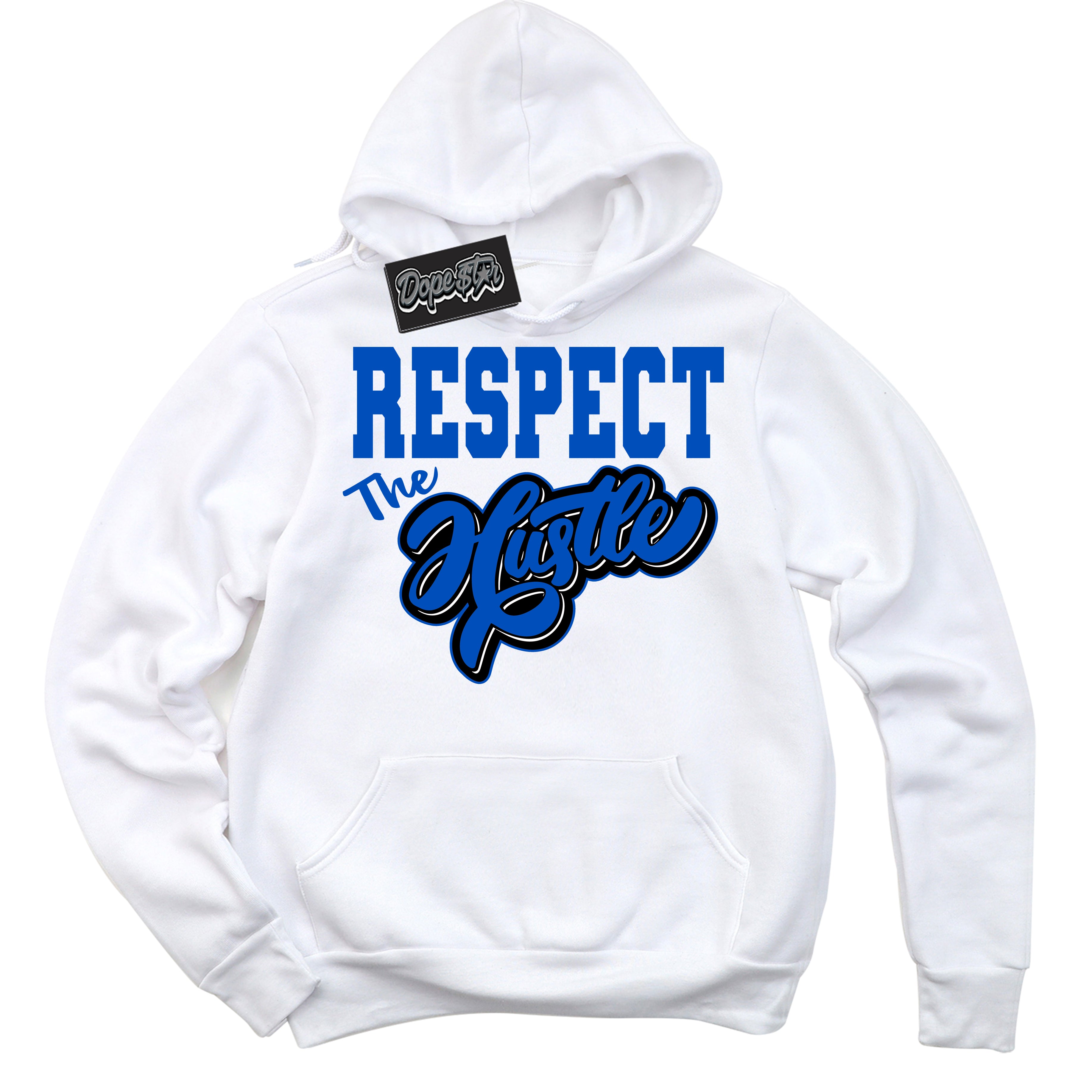 Dunk Low Astronomy Blue 'Respect The Hustle' Hoodie – White Streetwear Sweatshirt | Sneaker Matching Hoodie for Dunk Low Astronomy Blue | Men's & Women's Streetwear Outfit by Sneaker Shirts Outlet.