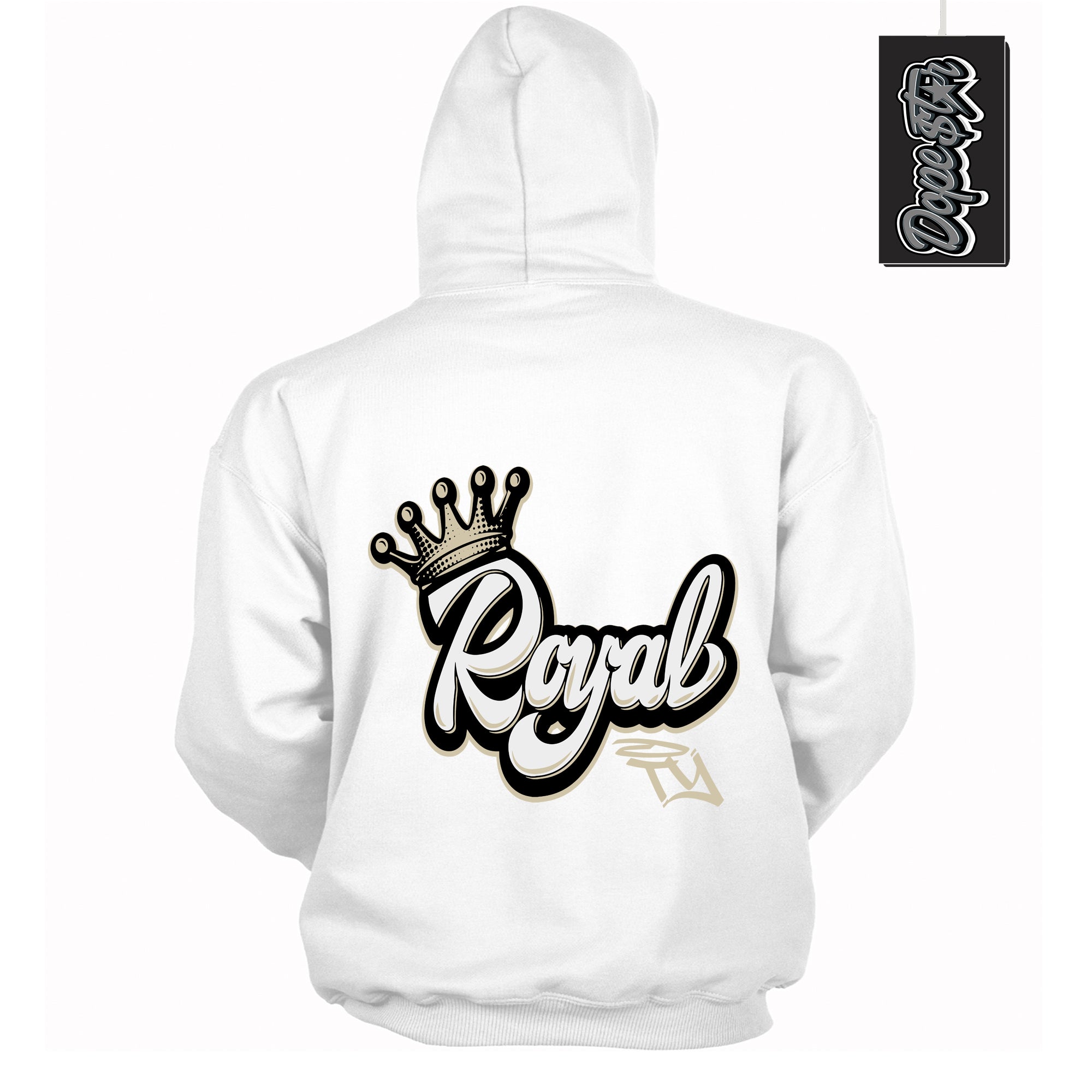 Cool White Hoodie with “ Royalty ” design that Perfectly Matches Gratitude 11s Sneakers.