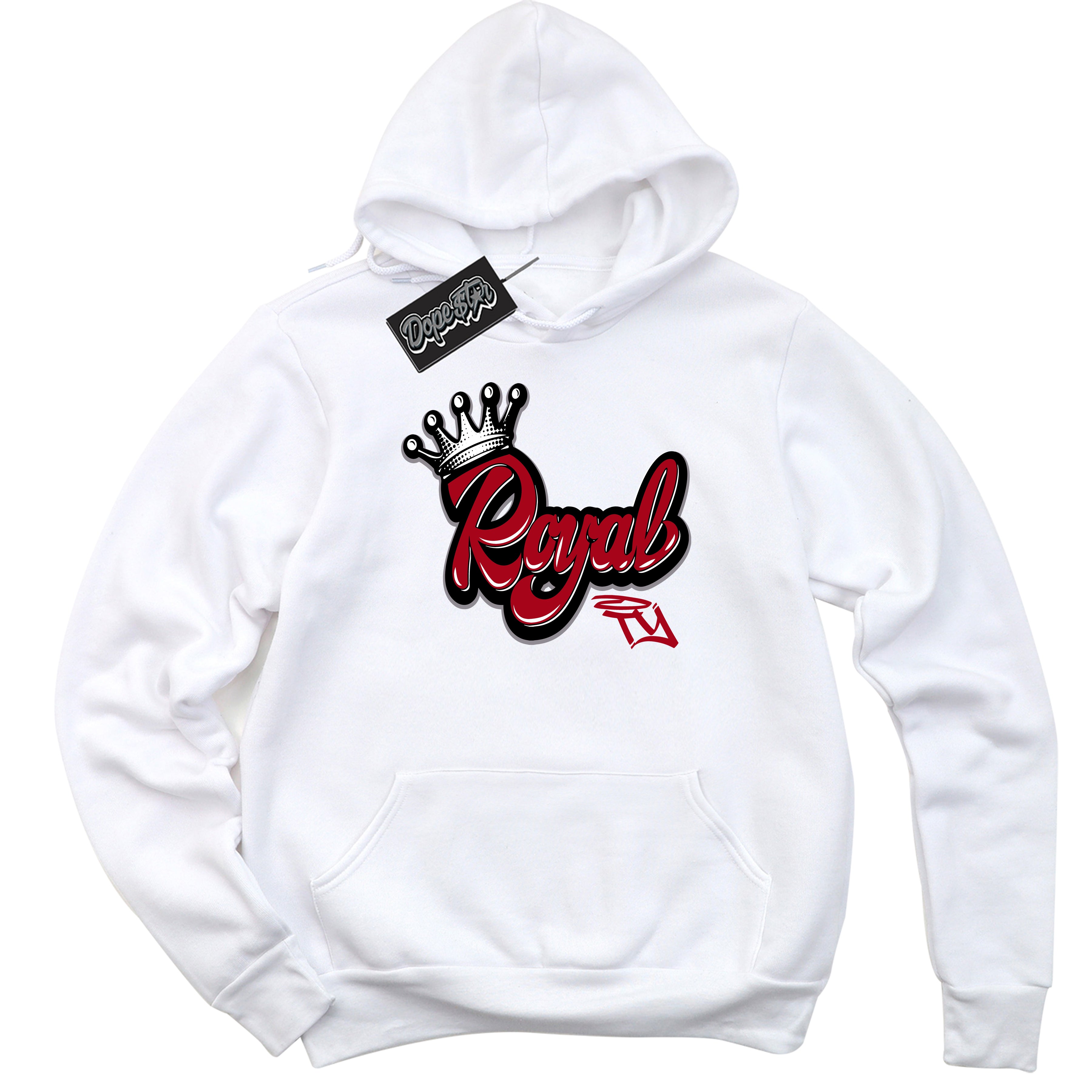 Cool White Hoodie with “ Royalty ” design that Perfectly Matches Bred Reimagined 4s Jordans.