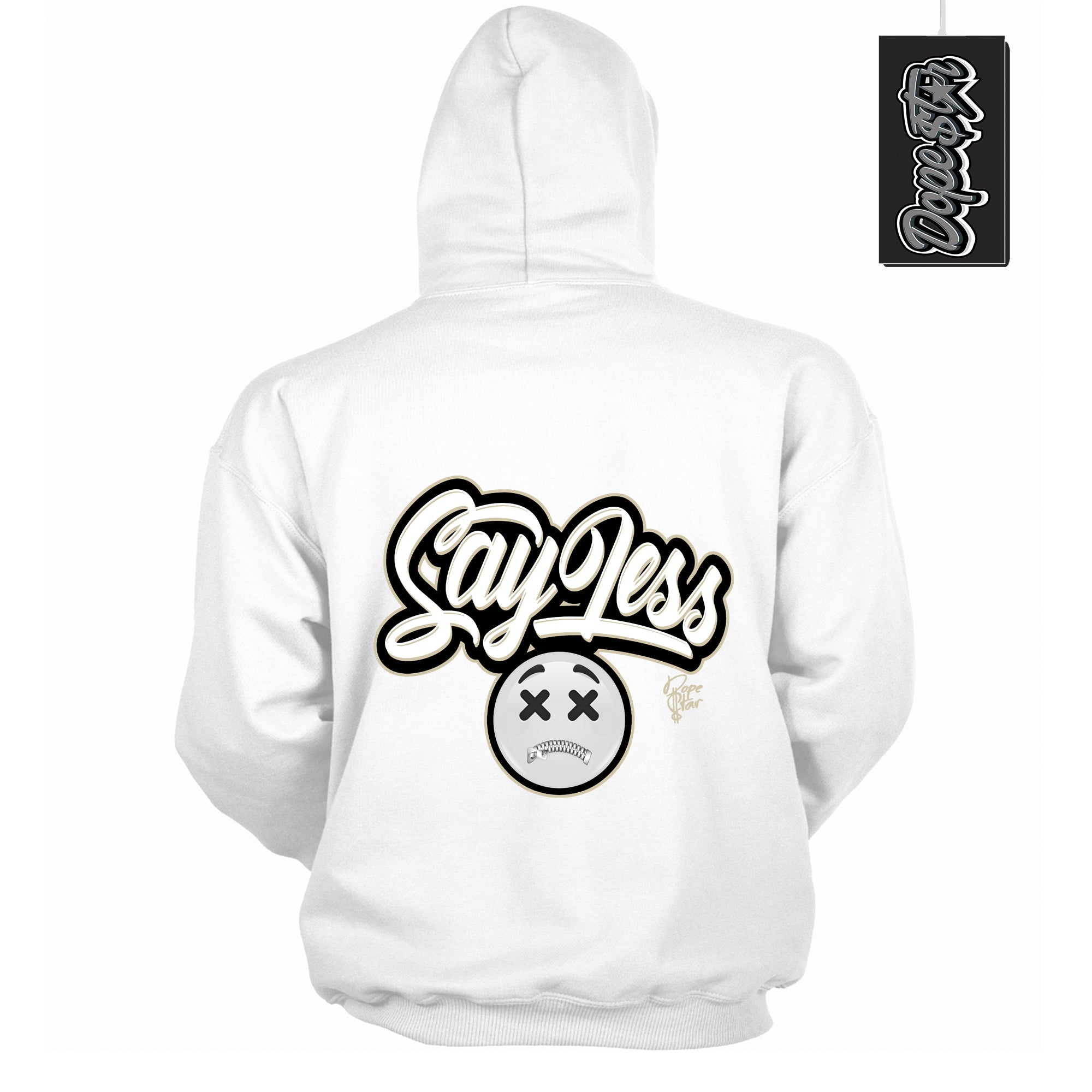 Cool White Hoodie with “ Say Less ” design that Perfectly Matches Gratitude 11s Sneakers.