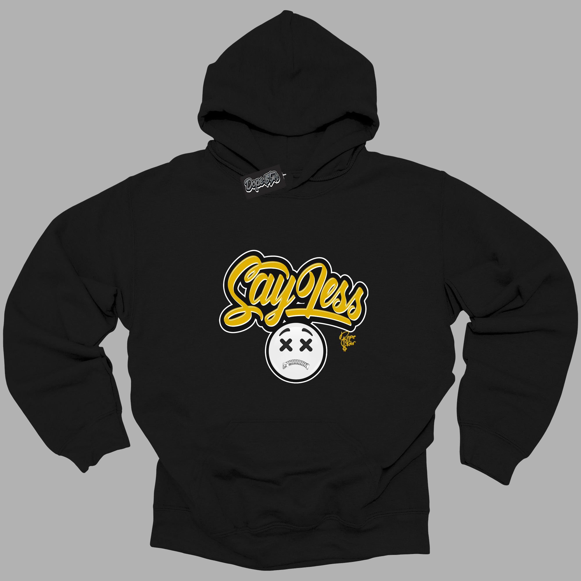Cool Black Hoodie with “Say Less ” design that Perfectly Matches Yellow Ochre 6s Sneakers.