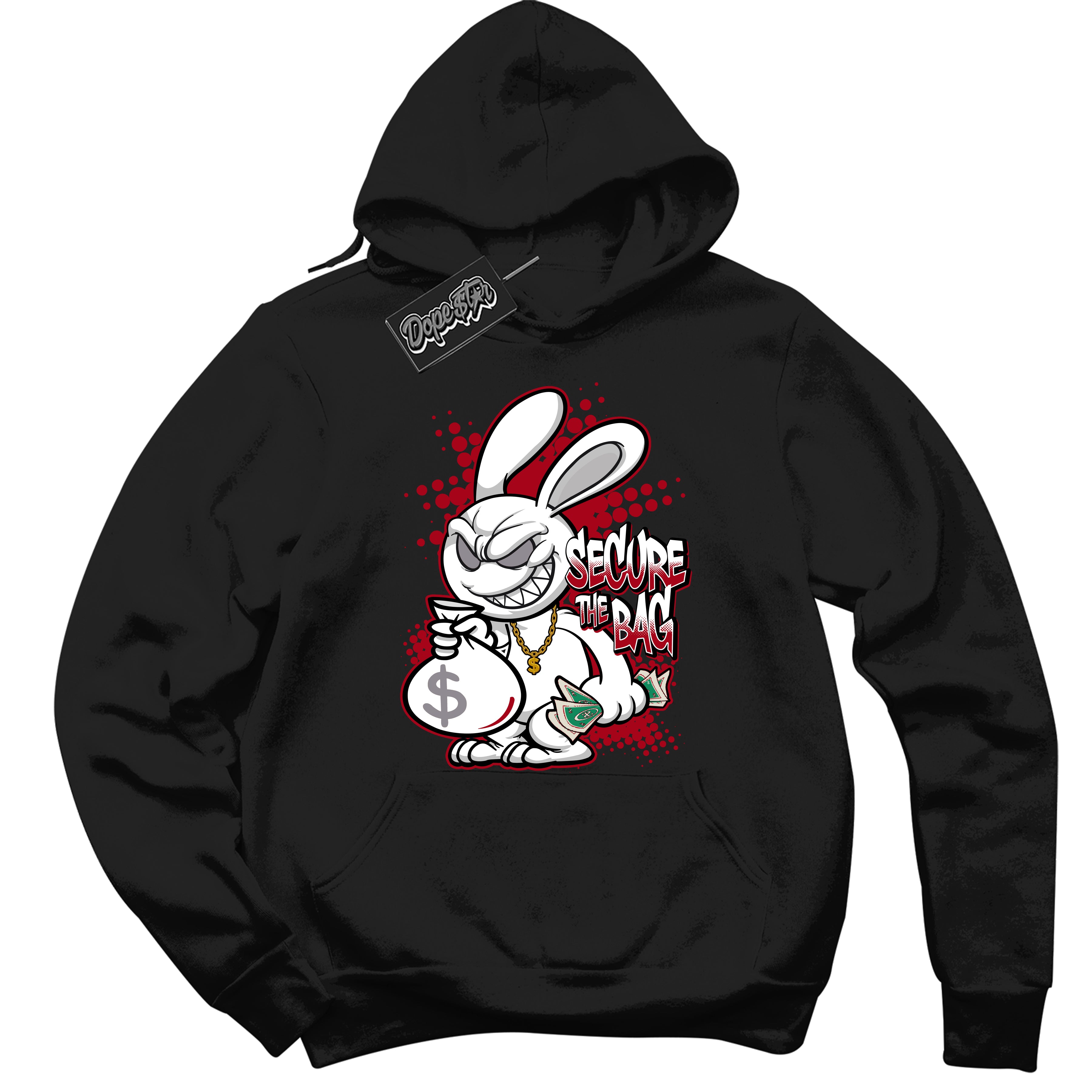 Cool Black Hoodie with “ Secure The Bag ” design that Perfectly Matches Bred Reimagined 4s Jordans.