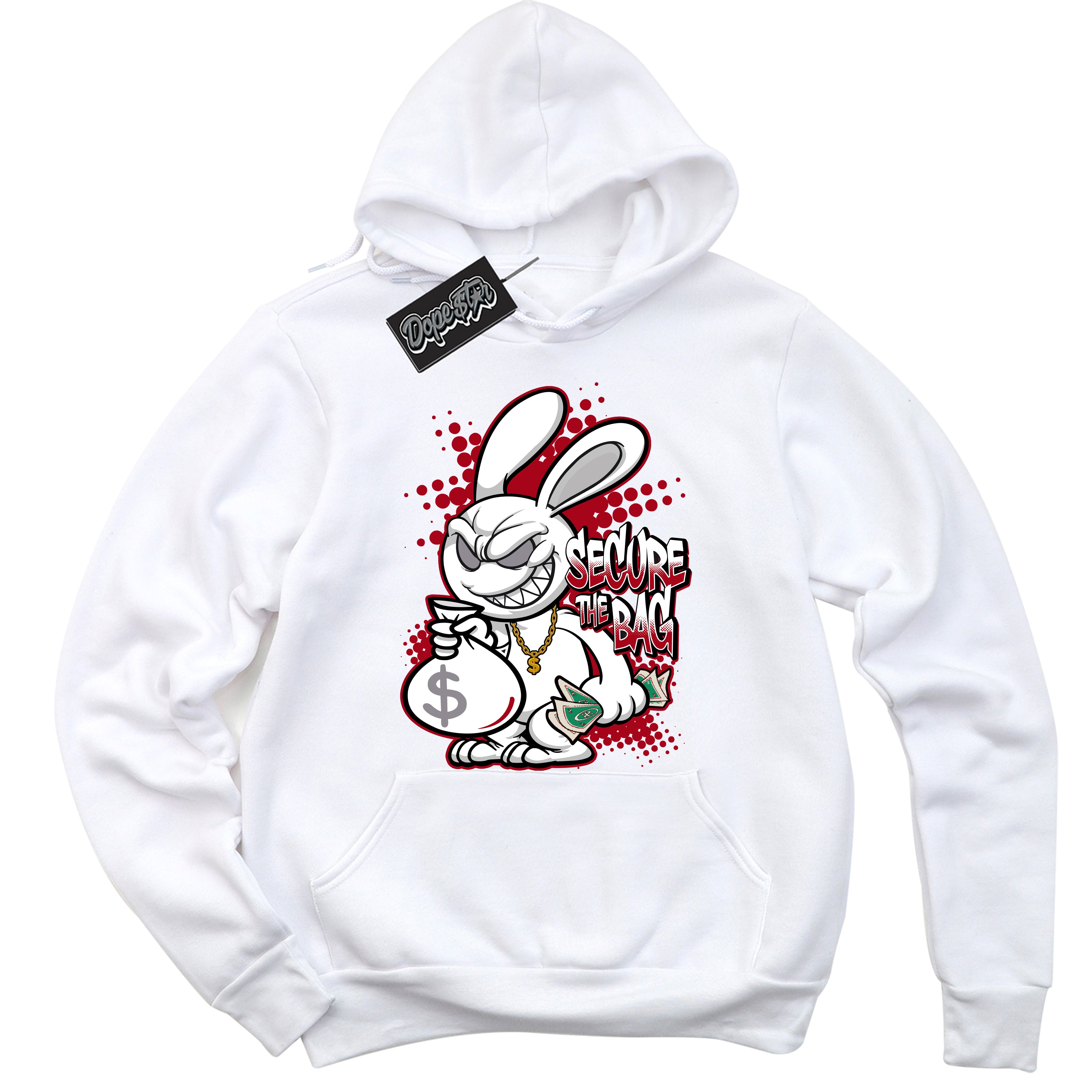 Cool White Hoodie with “ Secure The Bag ” design that Perfectly Matches Bred Reimagined 4s Jordans.