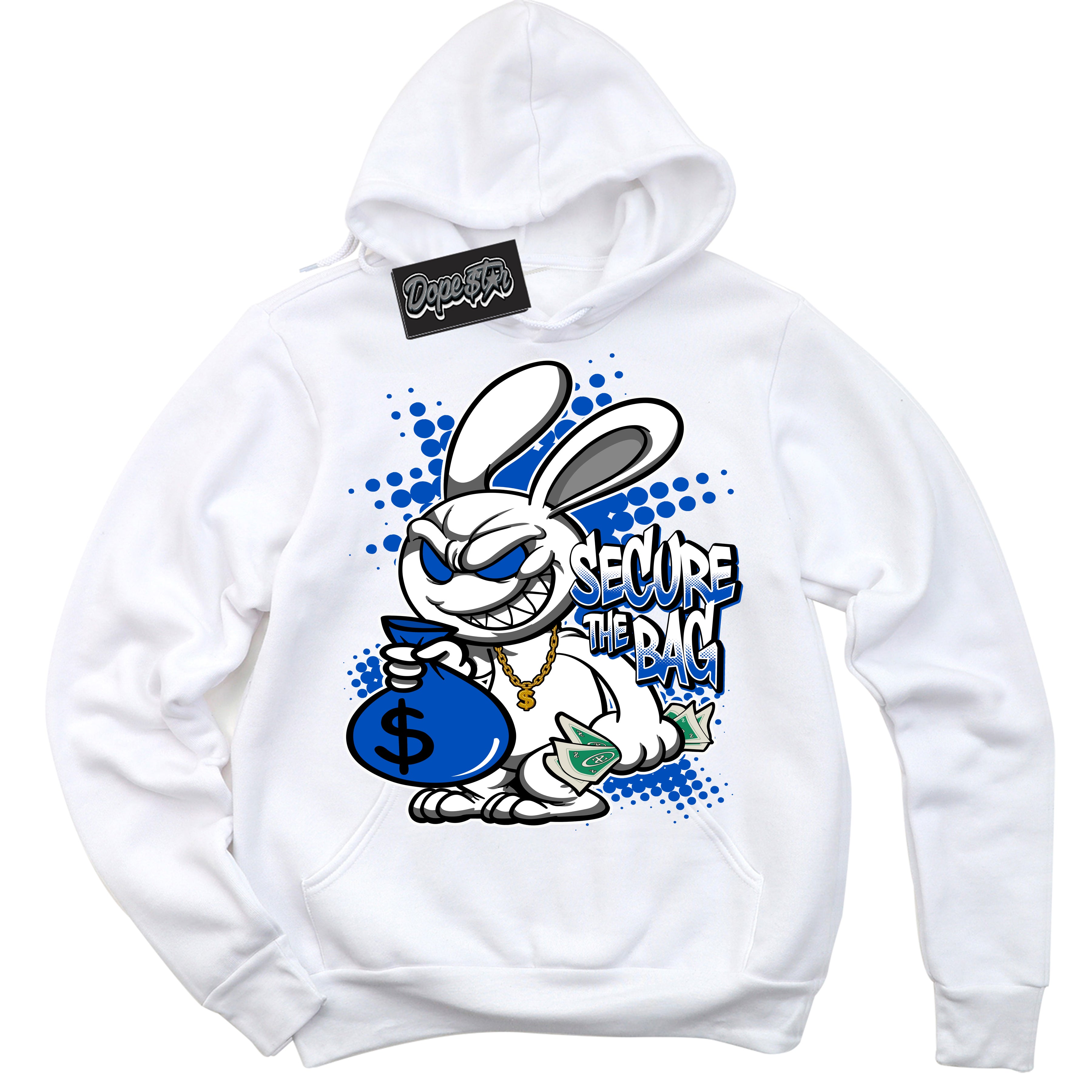 Dunk Low Astronomy Blue 'Secure The Bag' Hoodie – White Streetwear Sweatshirt | Sneaker Matching Hoodie for Dunk Low Astronomy Blue | Men's & Women's Streetwear Outfit by Sneaker Shirts Outlet.