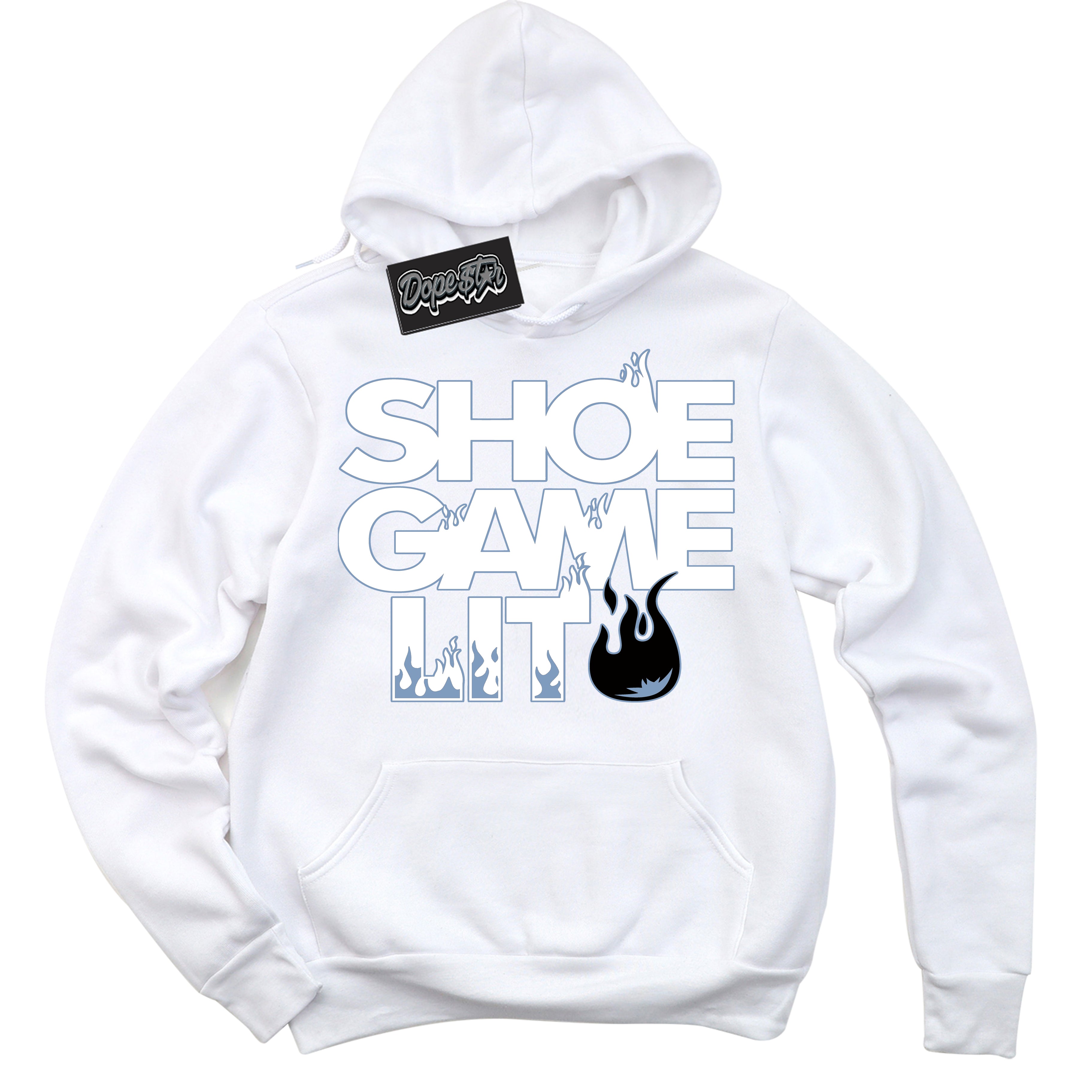 Cool White Hoodie with “ Shoe Game Lit ” design that Perfectly Matches Reverse Oreo 6s Sneakers.