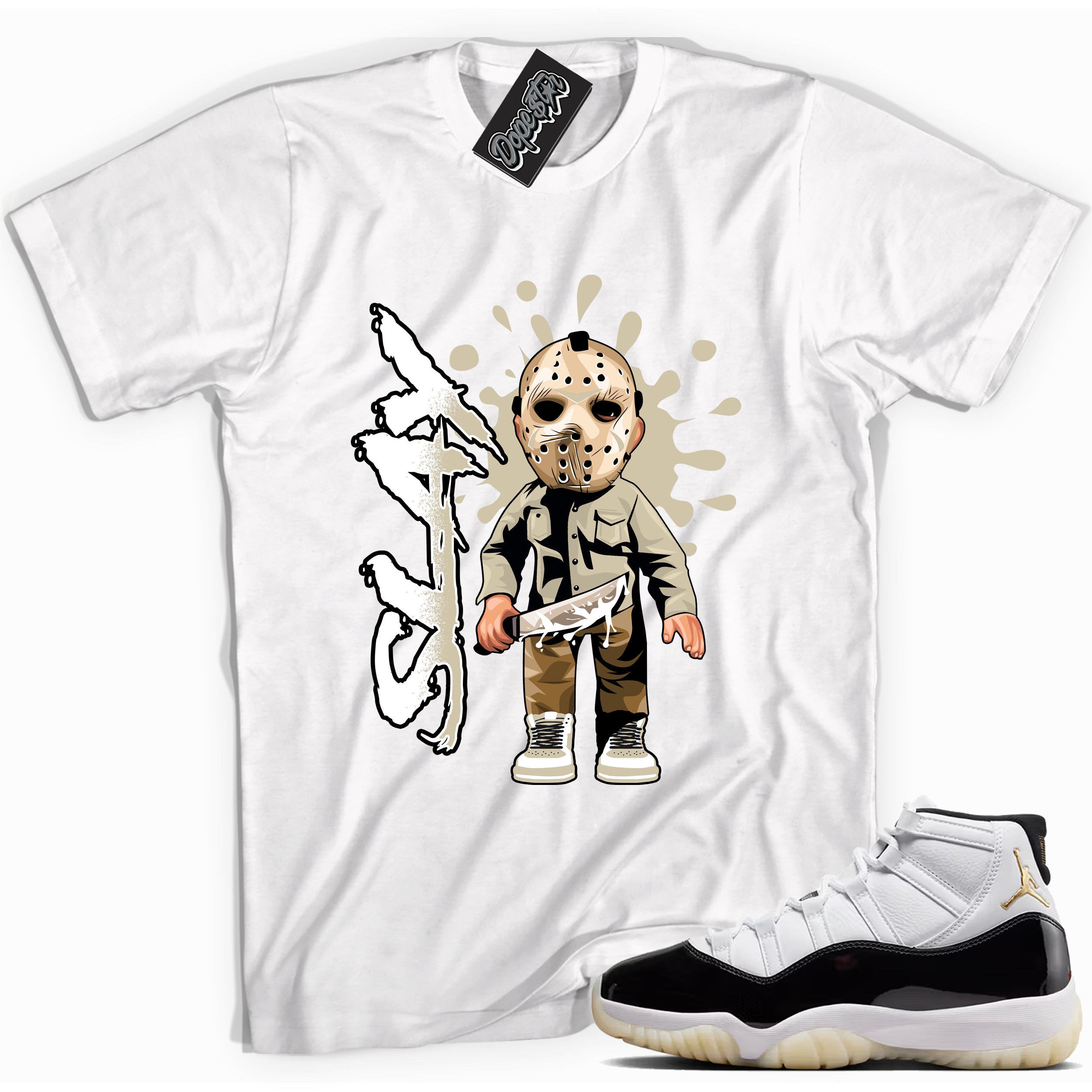 Cool White graphic tee with “ Slay ” print, that perfectly matches AIR JORDAN 11 GRATITUDE sneakers