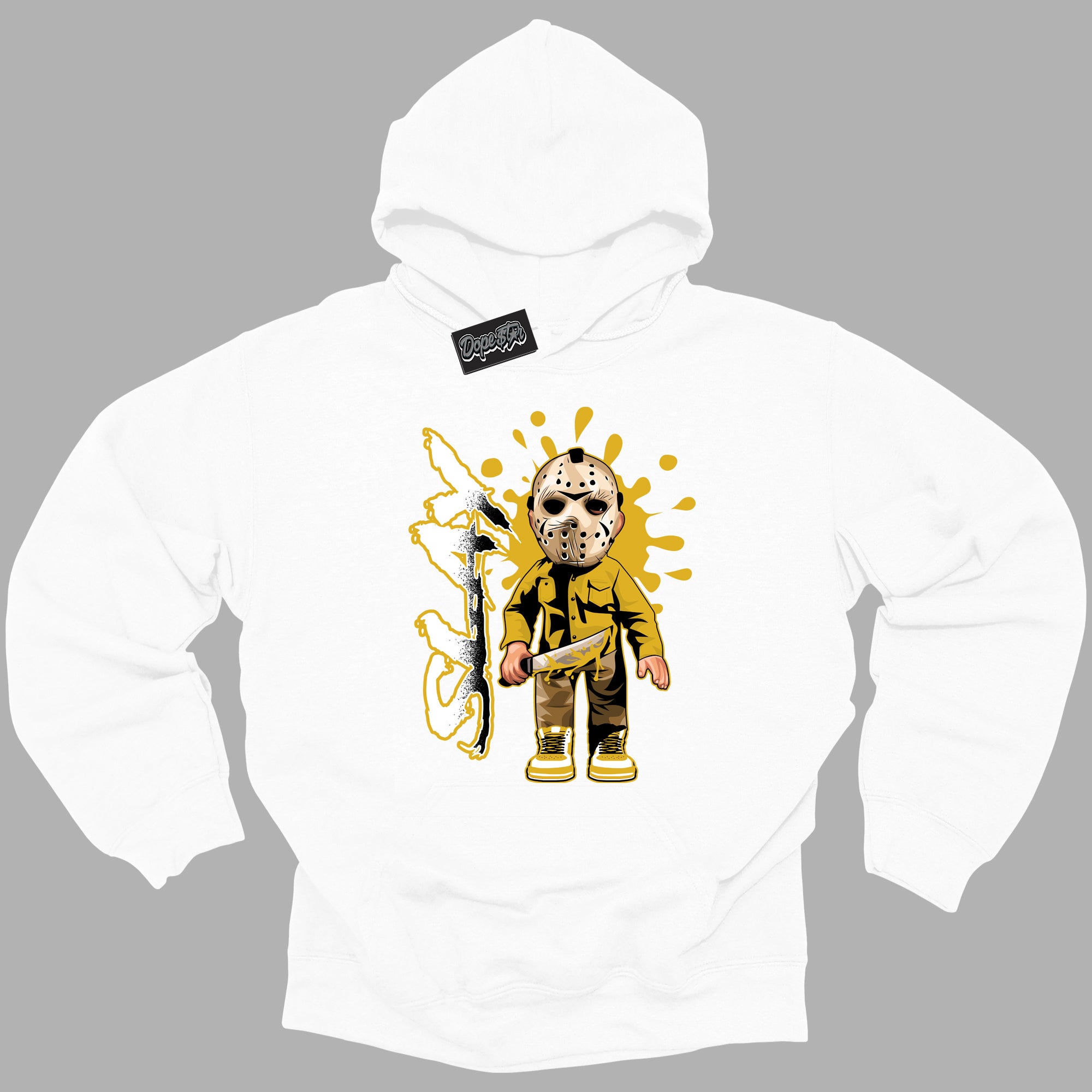 Cool White Hoodie with “ Slay ” design that Perfectly Matches Yellow Ochre 6s Sneakers.