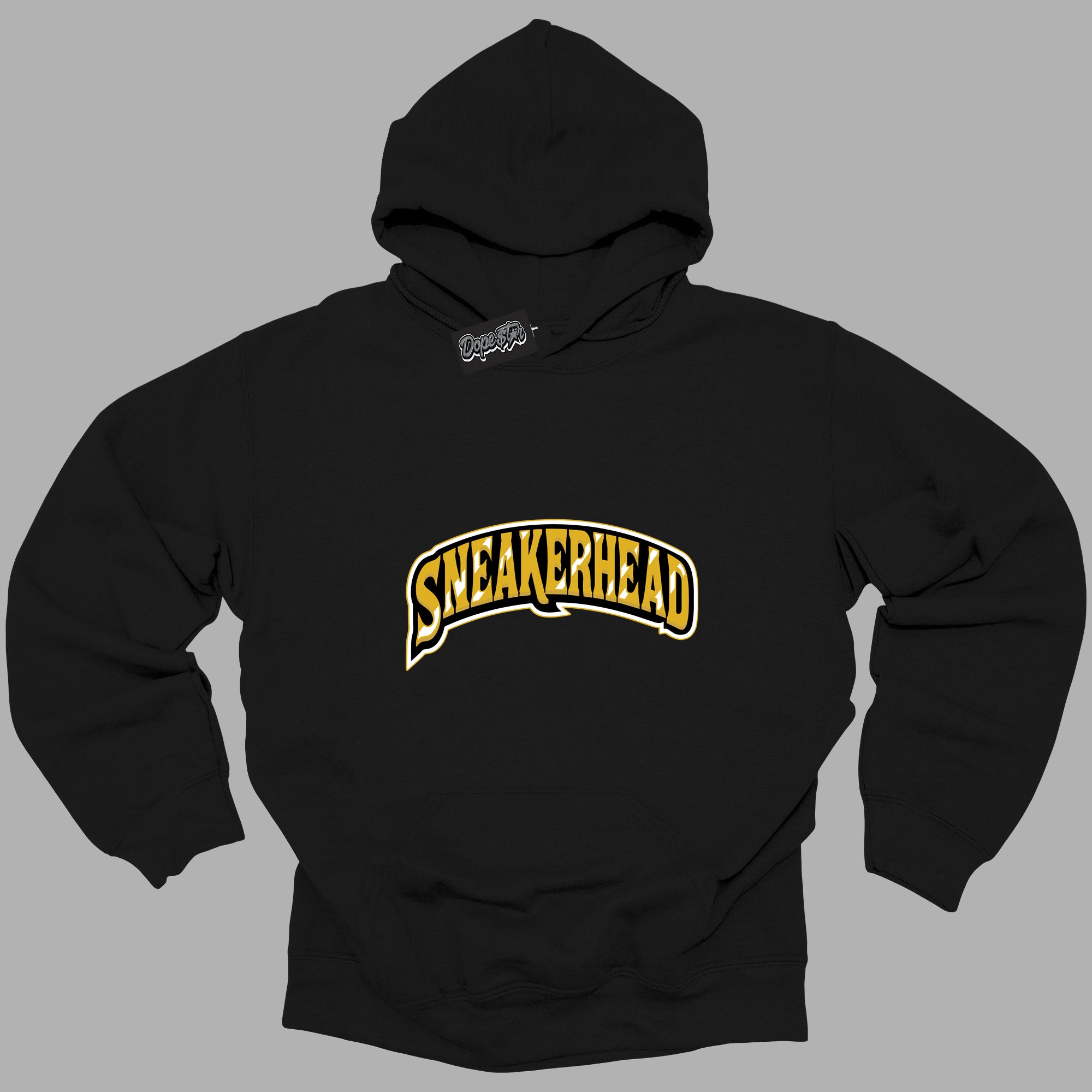 Cool Black Hoodie with “ Sneakerhead ” design that Perfectly Matches Yellow Ochre 6s Sneakers.