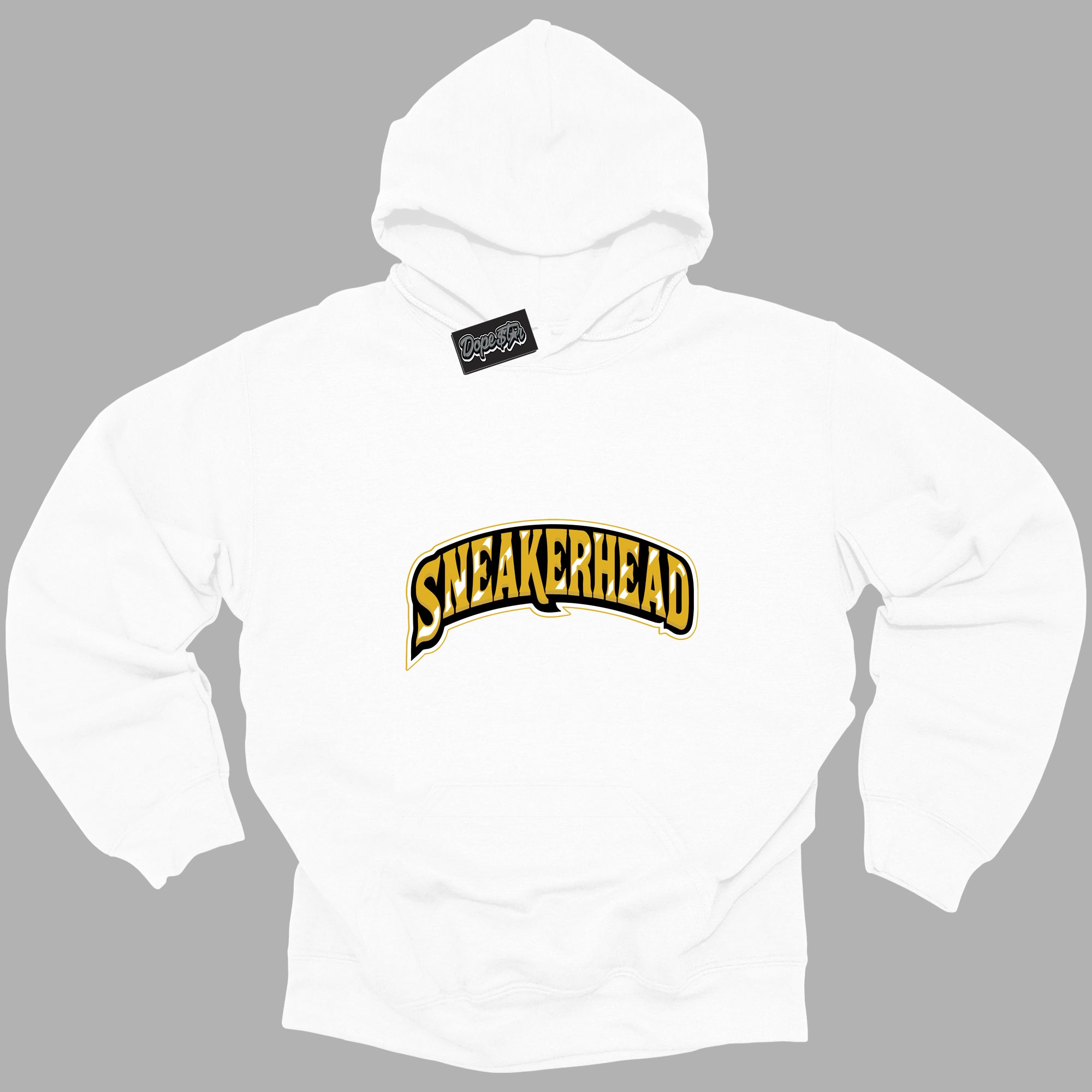 Cool White Hoodie with “ Sneakerhead ” design that Perfectly Matches Yellow Ochre 6s Sneakers.
