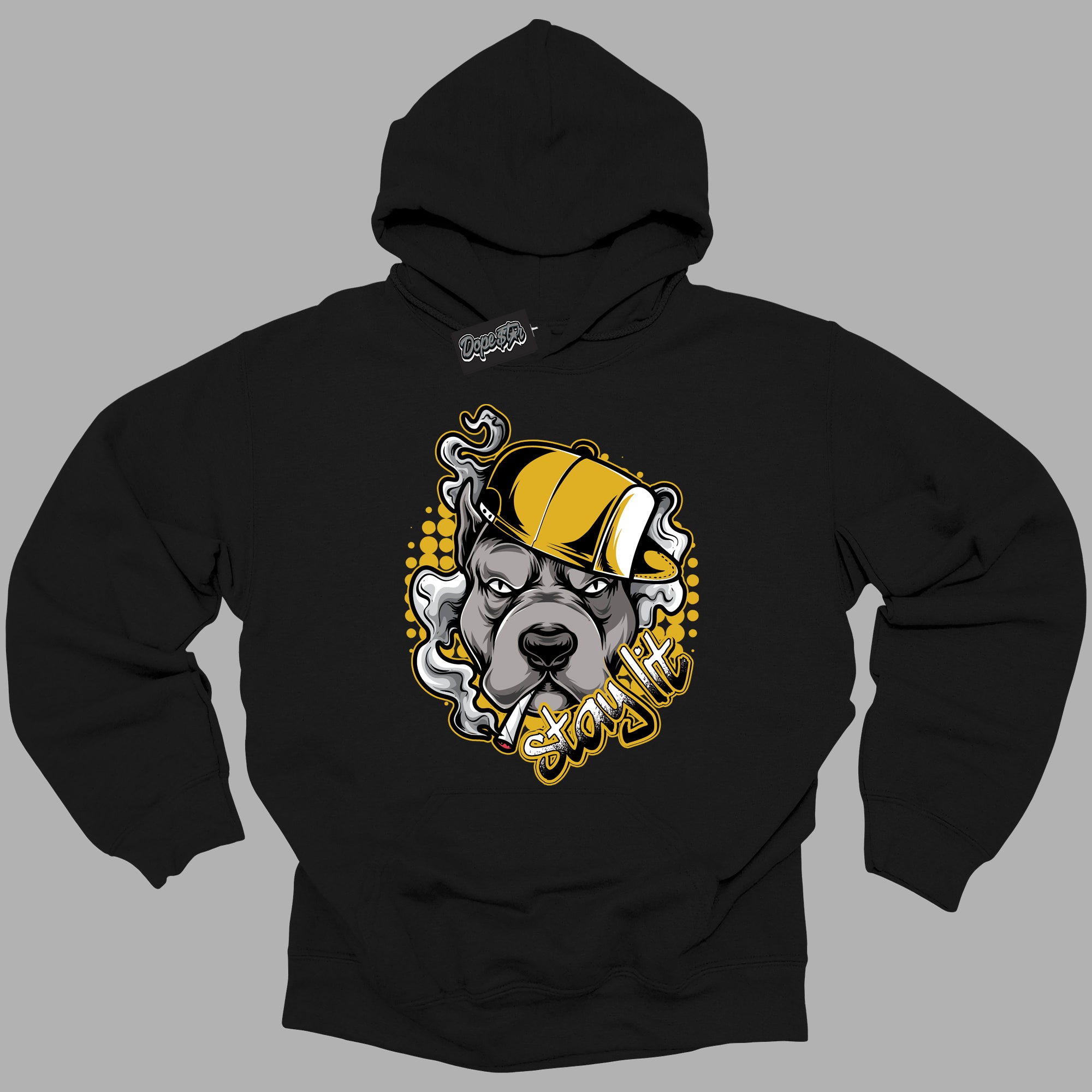 Cool Black Hoodie with “ Stay Lit ” design that Perfectly Matches Yellow Ochre 6s Sneakers.
