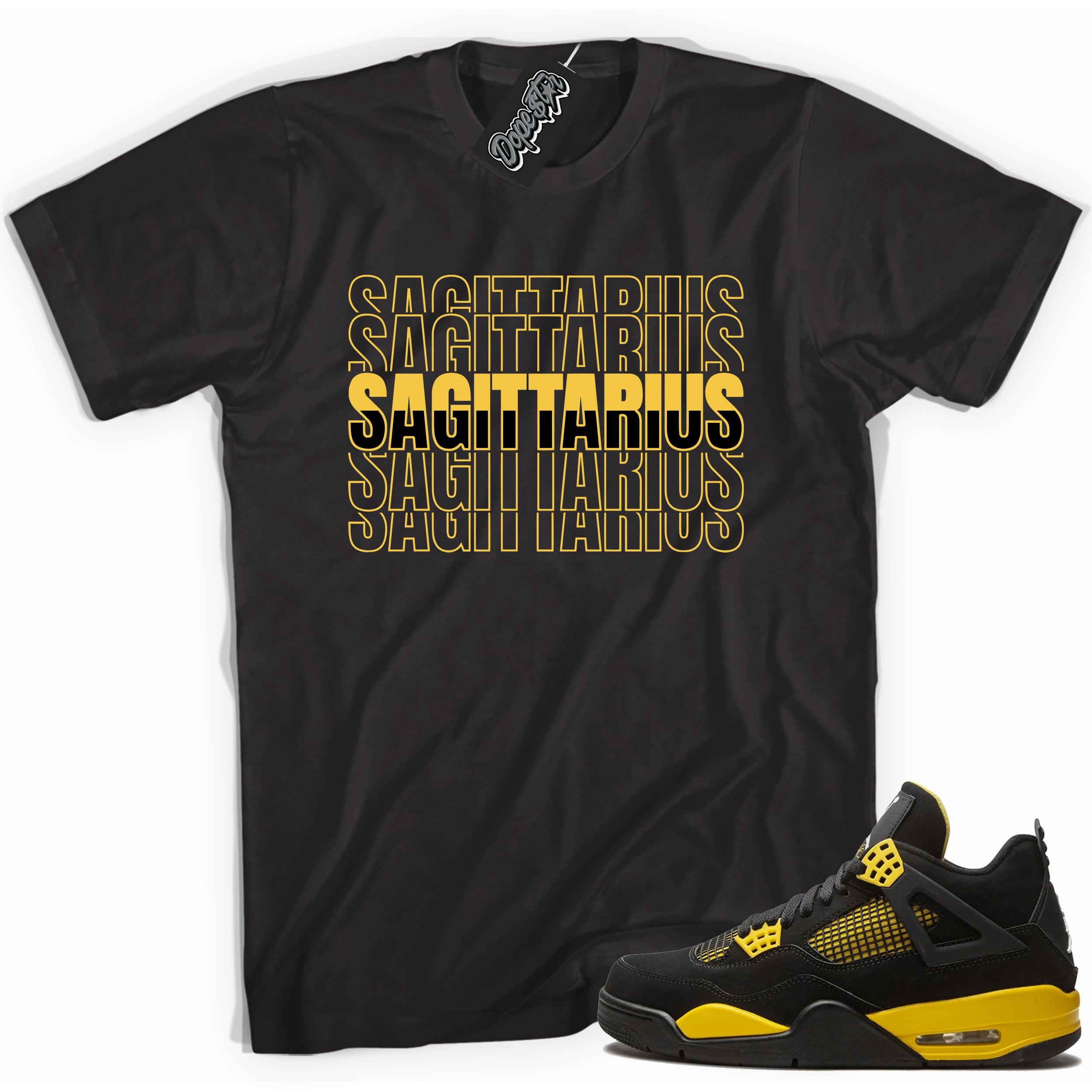 Cool black graphic tee with 'Sagittarius ' print, that perfectly matches Air Jordan 4 Thunder sneakers