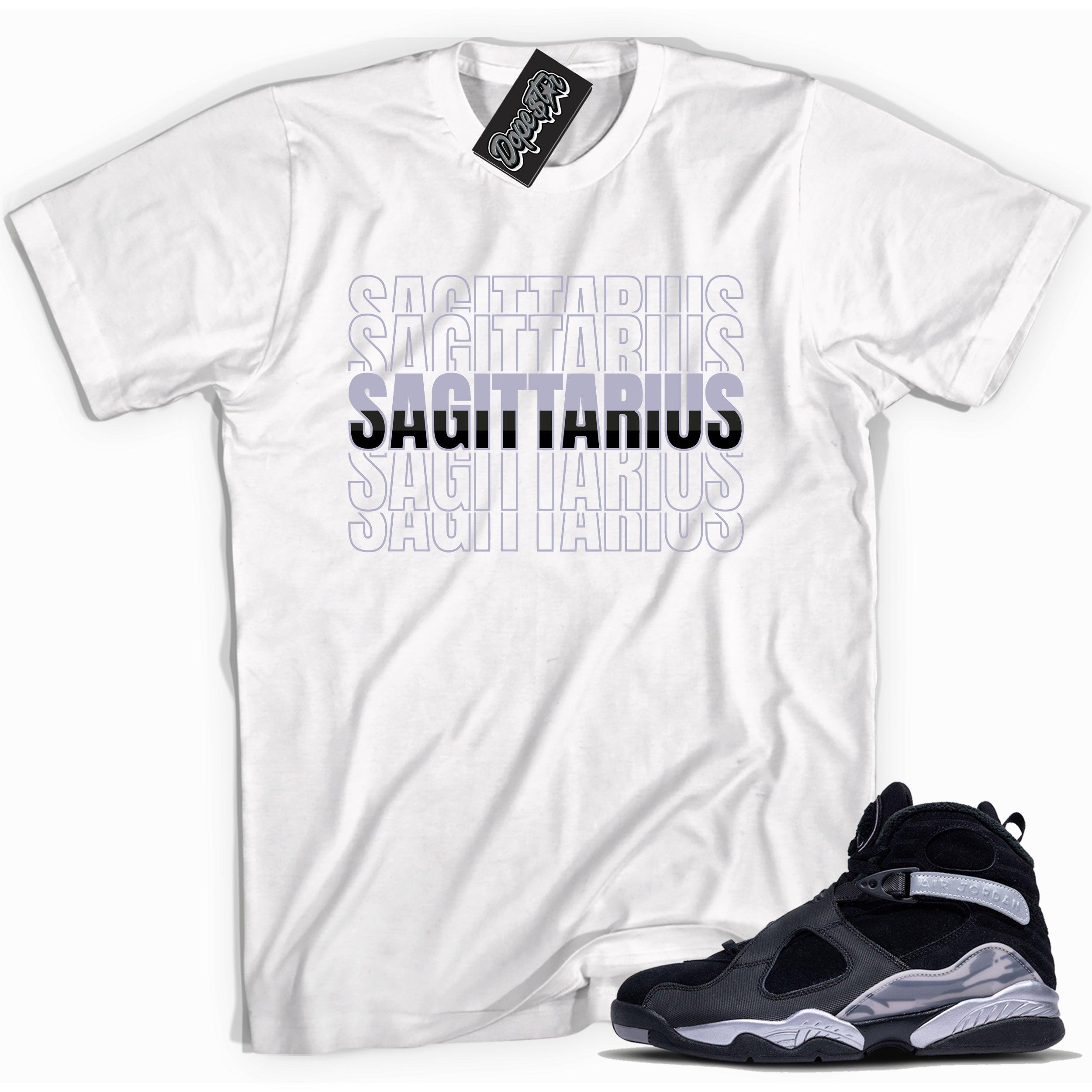 Cool White graphic tee with “ Sagittarius ” print, that perfectly matches Air Jordan 8 Winterized sneakers