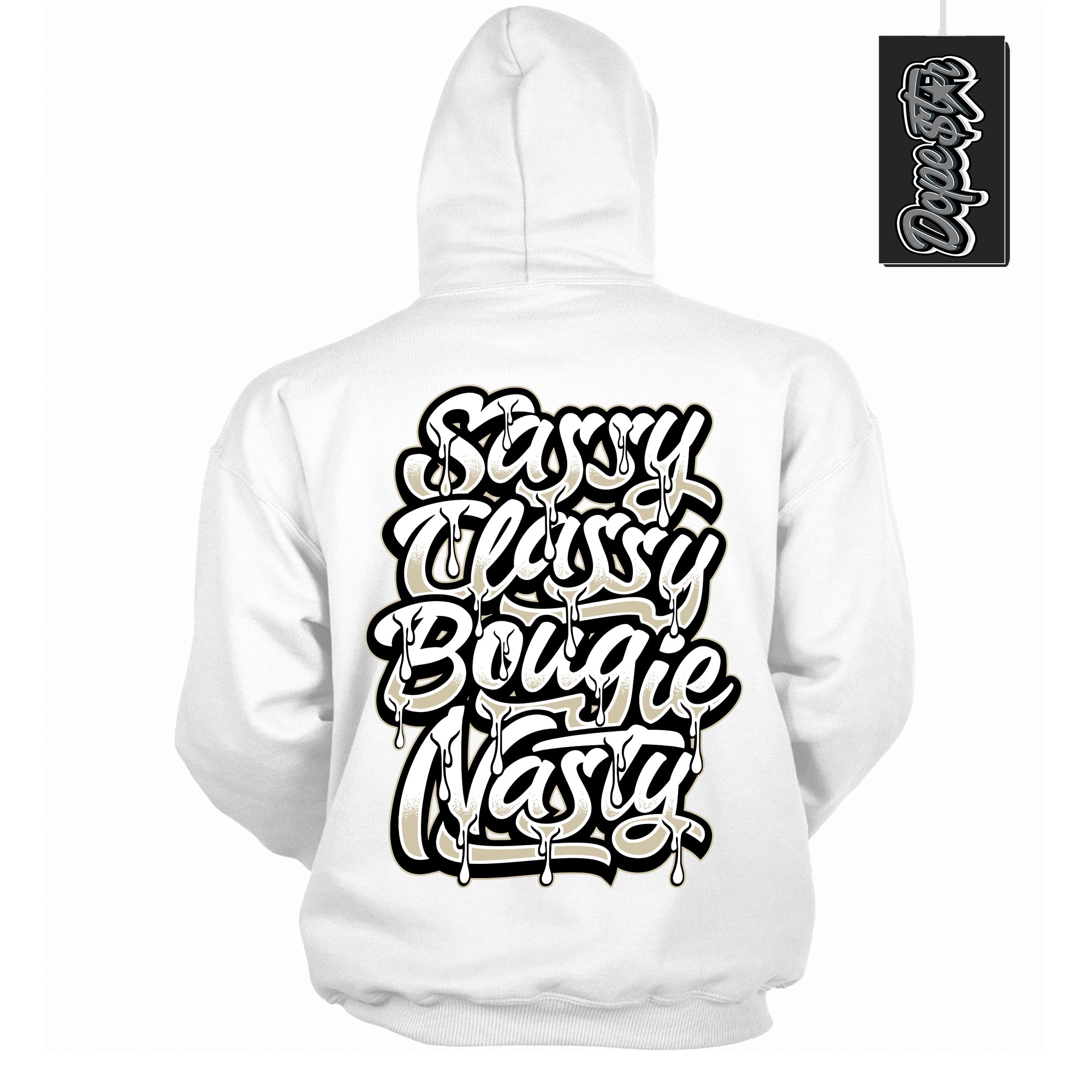 Cool White Hoodie with “ Sassy Classy ” design that Perfectly Matches Gratitude 11s Sneakers.