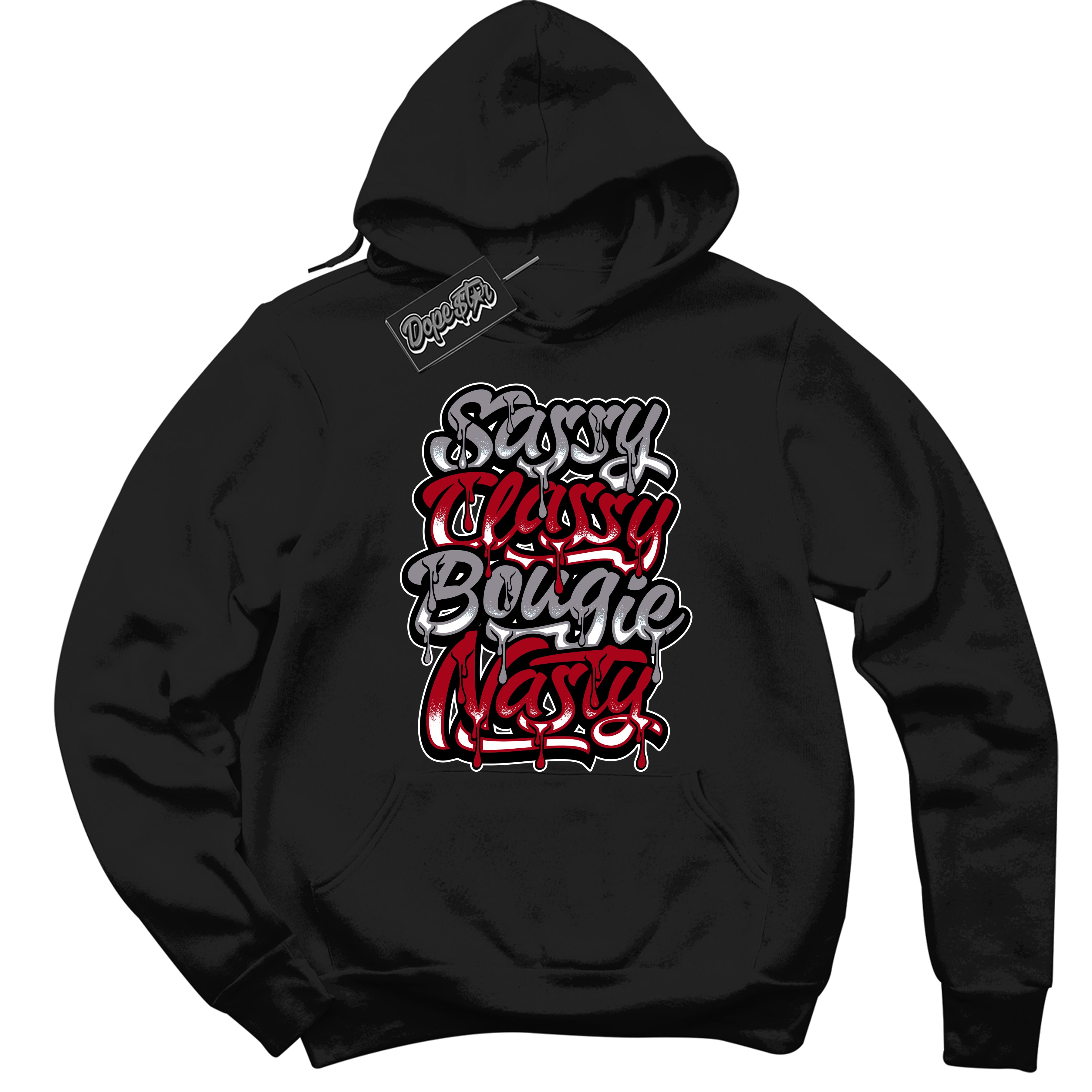 Cool Black Hoodie with “ Sassy Classy ” design that Perfectly Matches Bred Reimagined 4s Jordans.