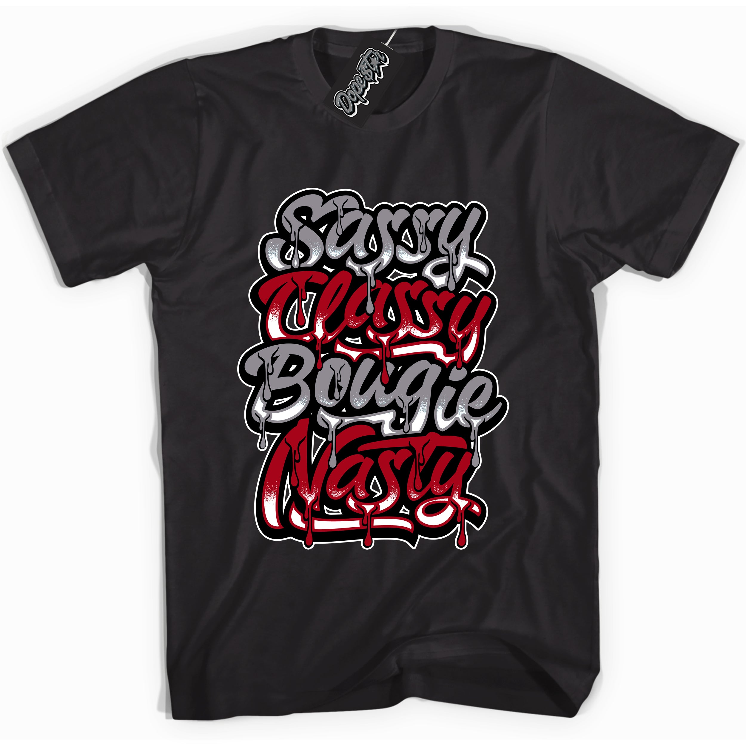 Cool Black Shirt with “ Sassy Classy” design that perfectly matches Bred Reimagined 4s Jordans.