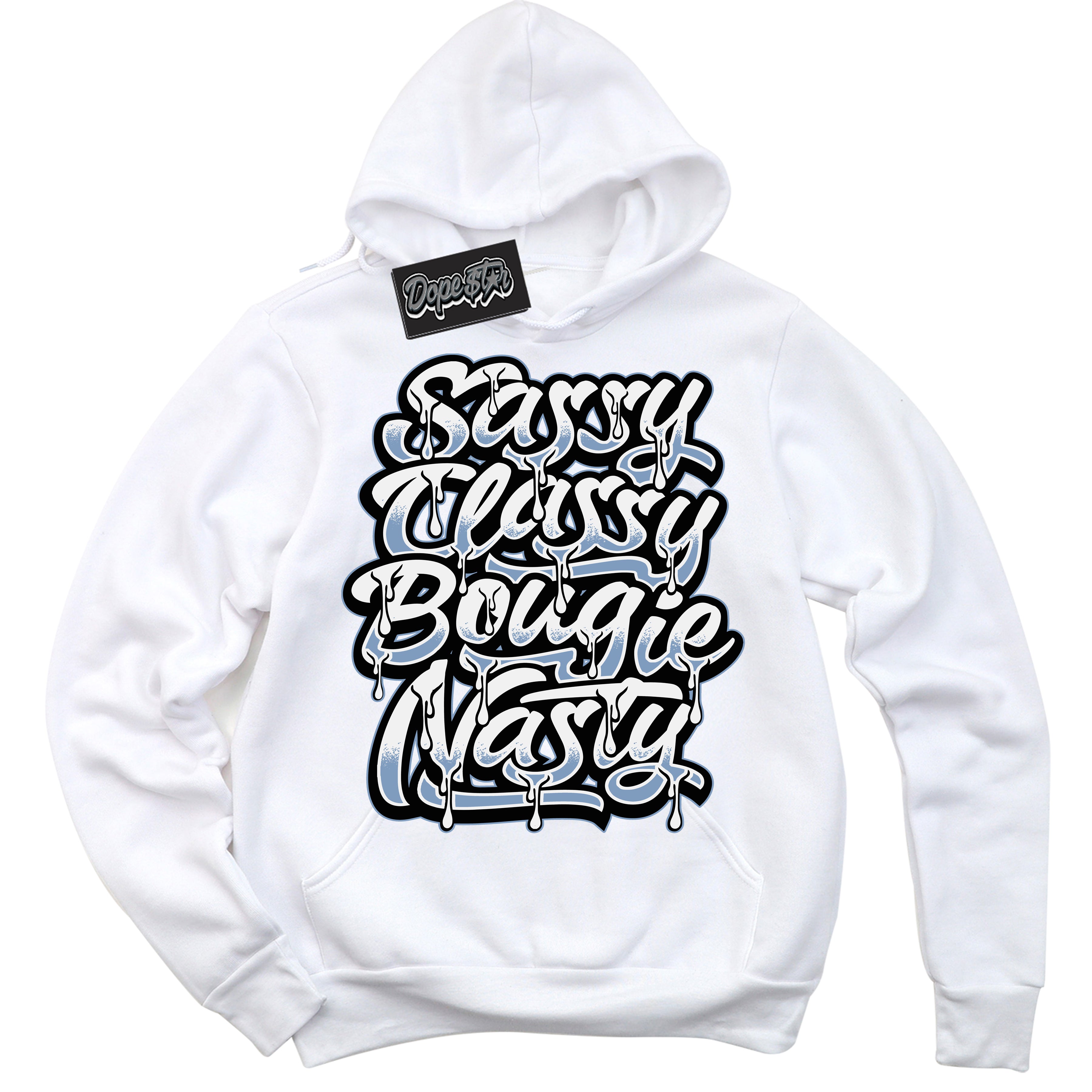 Cool White Hoodie with “ Sassy Classy ” design that Perfectly Matches Reverse Oreo 6s Sneakers.
