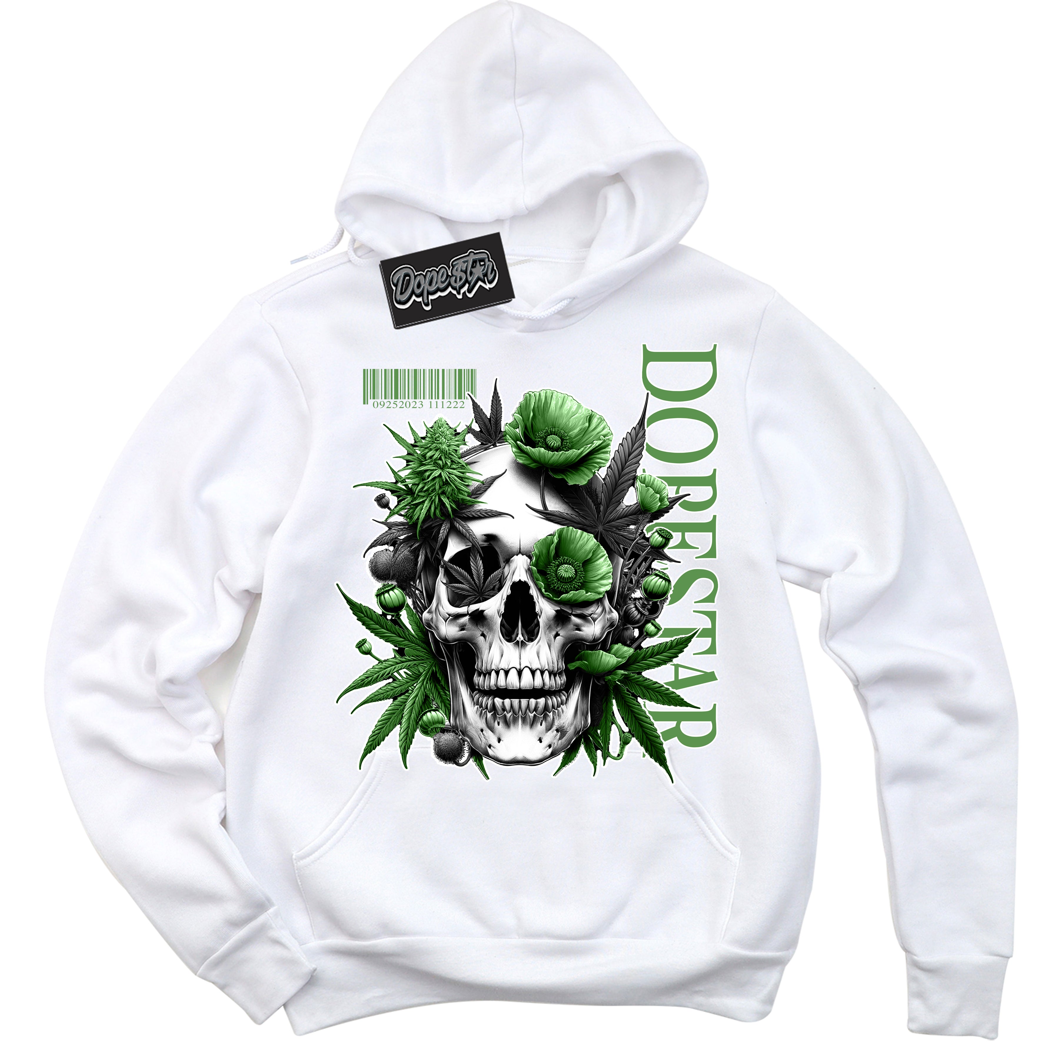 Cool White Hoodie with “ Skull Poppies ” design that Perfectly Matches Chlorophyll 1s Sneakers.