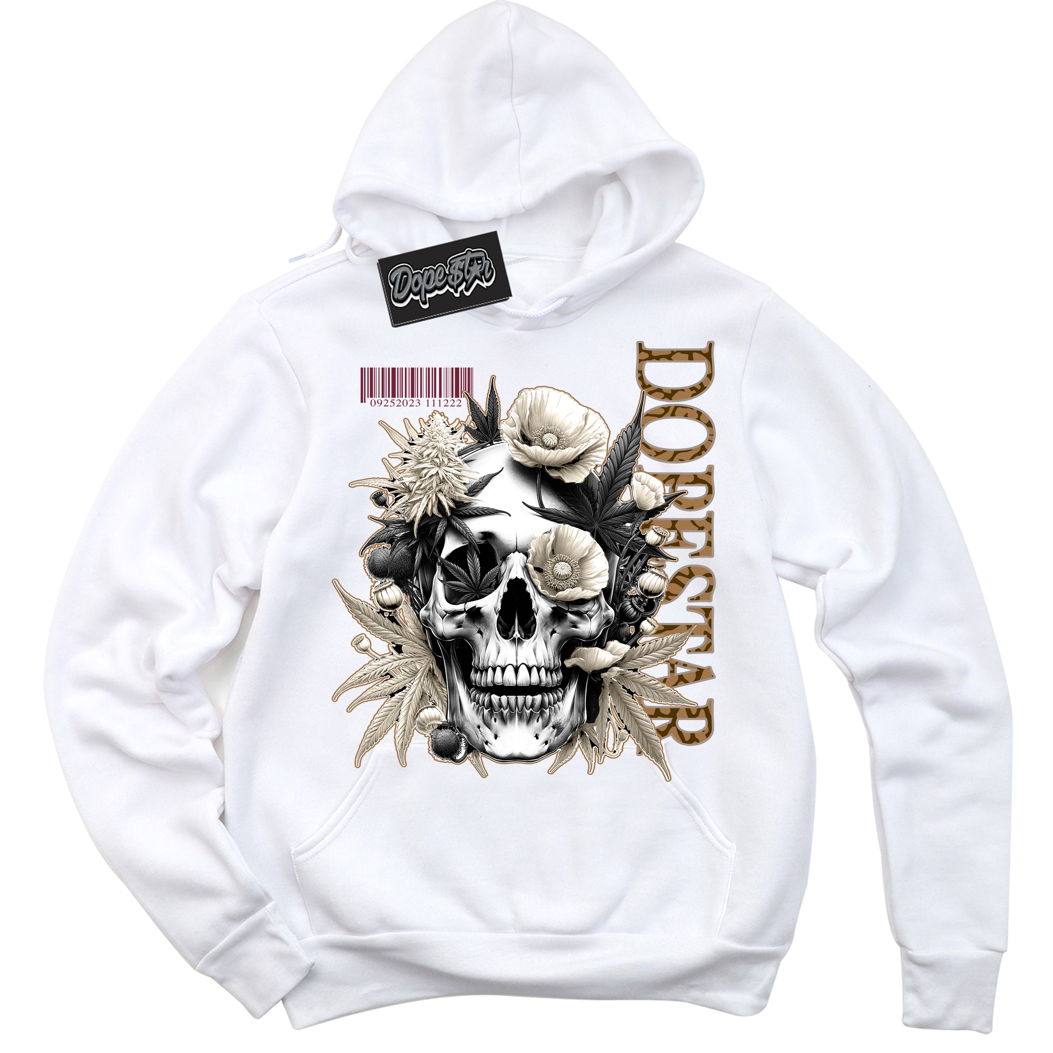 Cool White Hoodie with “ Skull Poppies ” design that Perfectly Matches Palomino 3s Sneakers.